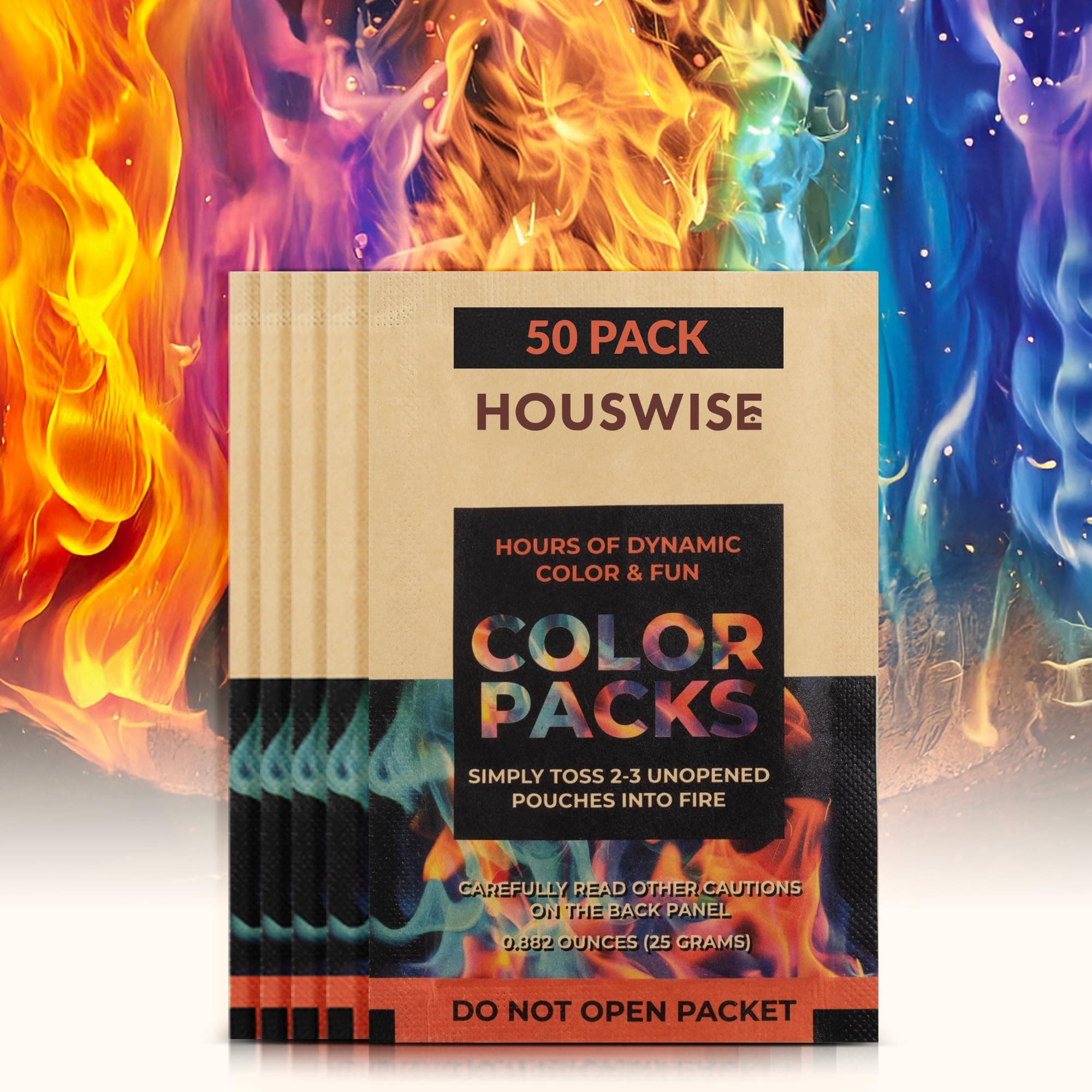 Fire Color Changing Packets Fire Pit (50-Pack), Camp Fire Color Packets, Magical Flames Color Changing Fire Packets, Magic Fire Colorful Flames, Campfire Color Flame Packets, Colors Flames Accessory