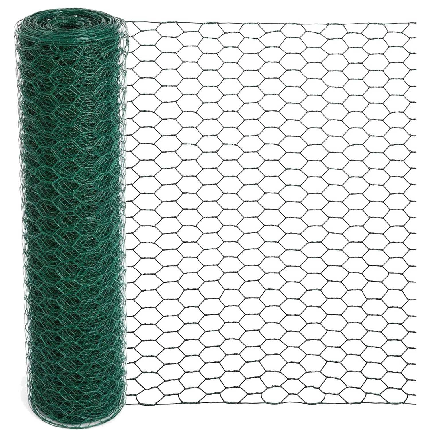 Chicken Wire for Floral Arrangements, 15.7 x 157 Inches Green Galvanized PVC Coated Chicken Wire Netting Fence for Crafts Poultry Garden