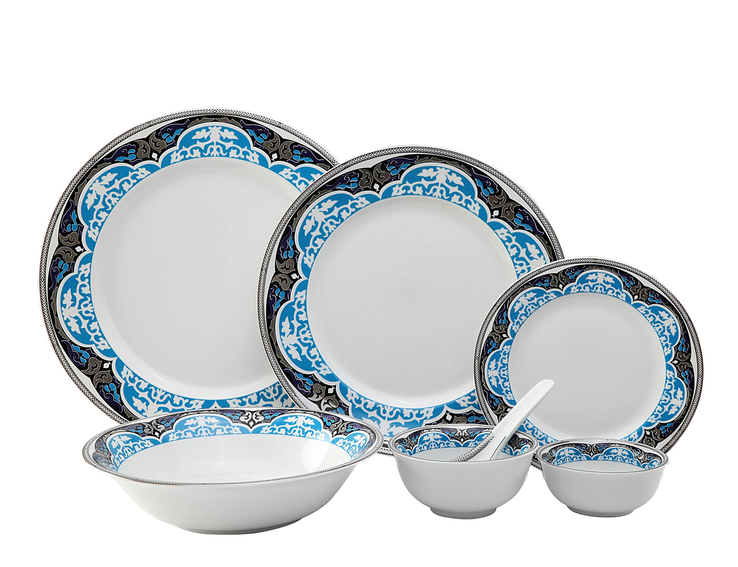 Hitkari Potteries Porcelain Dinnerware Set, 33-Pieces, White (Hpc33-Marrakech)