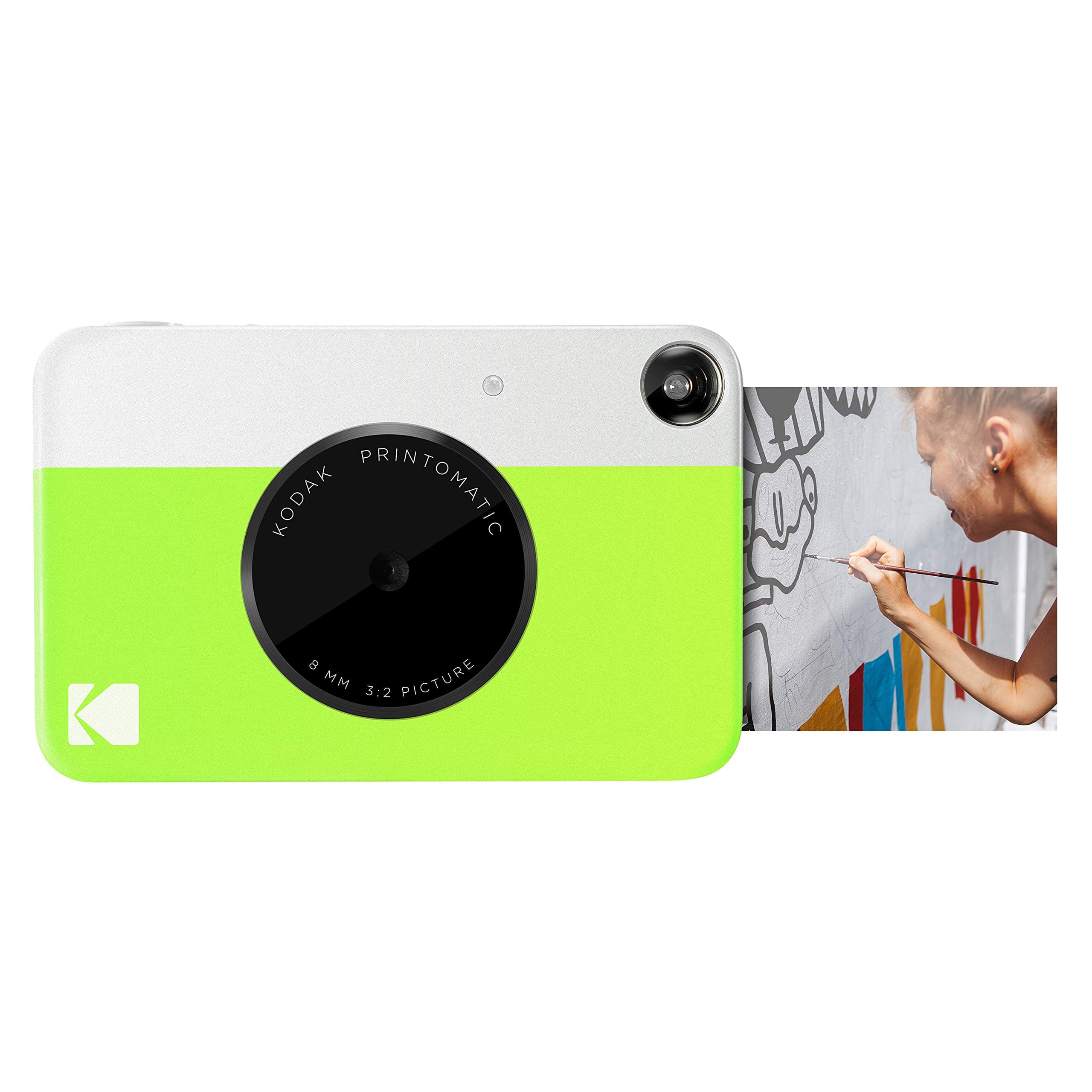 Printomatic Digital Instant Print Camera - Full Color Prints On ZINK 2x3" Sticky-Backed Photo Paper (Green) Print Memories Instantly
