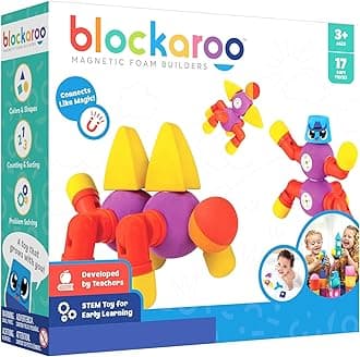 Magnetic Foam Building Blocks - STEM Construction Toy for Girls & Boys, Soft Foam Blocks Develop Early Learning Skills, The Ultimate Bath Toys for Toddlers & Kids - Critter Set
