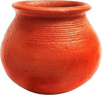 Village Kraft Handcrafted Ecofriendly Terracotta Earthen Clay Curd/Dahi/Yoguart/Biryani Clay/Mud Cooking Pot | Dal/Mathani Handi | Mitti Yogurt Bowl for Setting/Serving,1 Piece,Red,500 ML