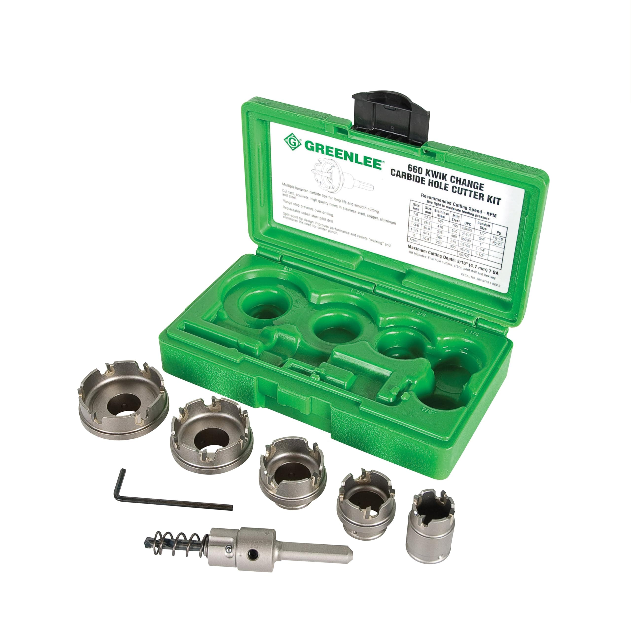 660 6-Piece Quick Change Carbide-Tipped Unfinished Hole Cutter Set, 7/8" - 2"