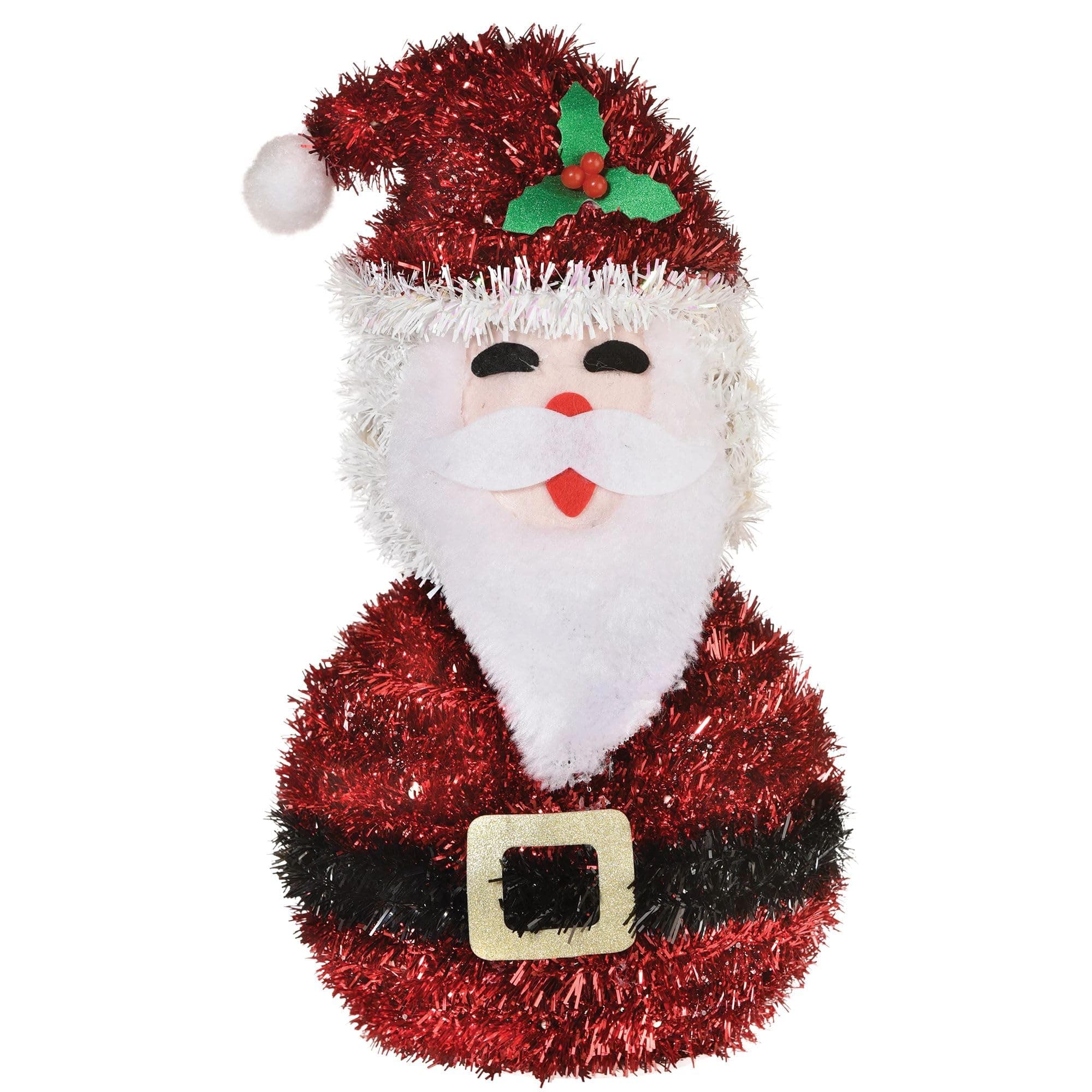 3D Deluxe Tinsel Decoration - Perfect Festive Addition for Your Christmas Celebrations (1 Pc.), 5.5" x 5.5" x 10", Santa