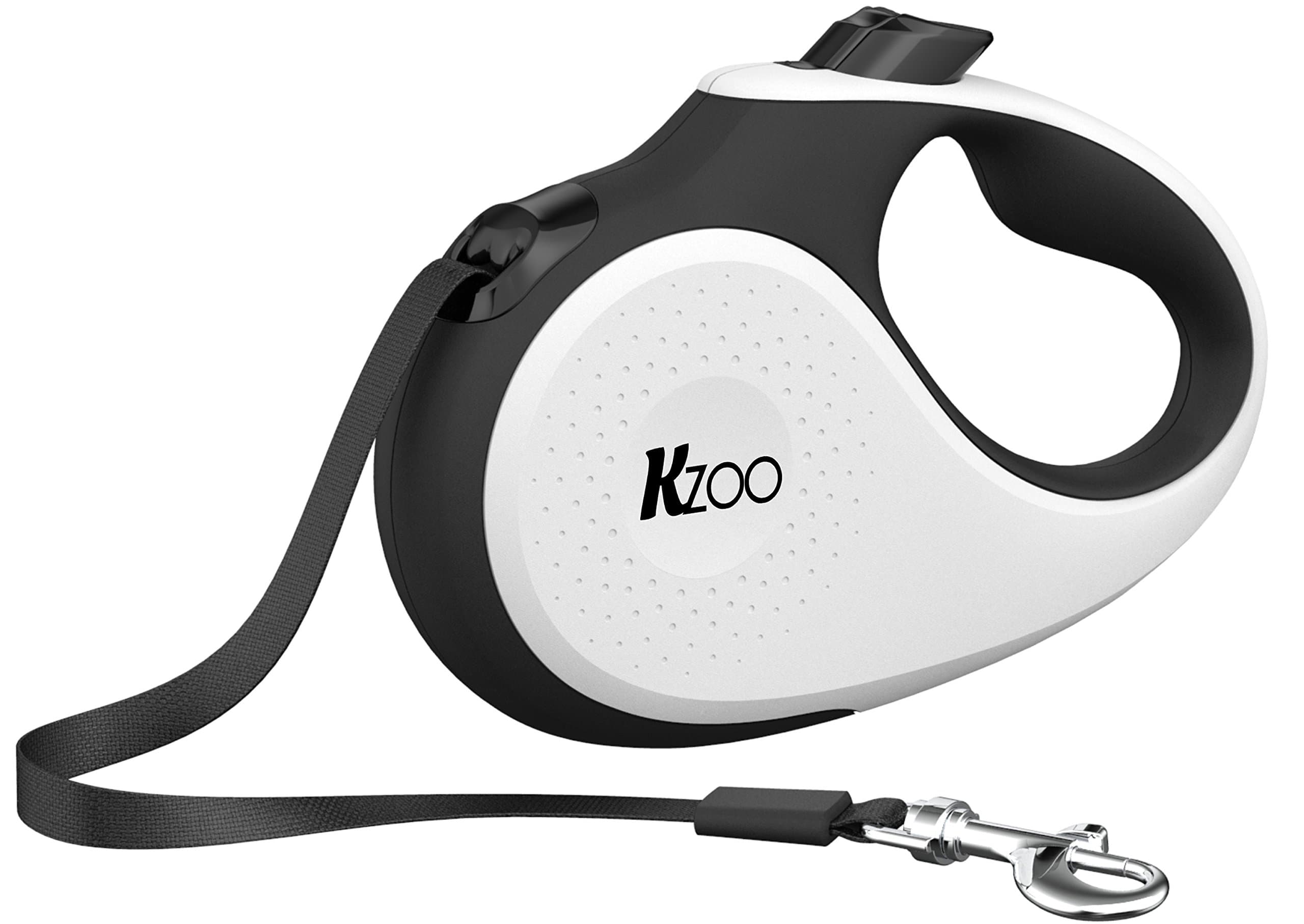 Kzoo Retractable Dog Lead - Extendable 5m Long Heavy Duty Leash Strong Tape | 360° Tangle Free | Easy One Button Brake and Lock | Sturdy Handle | For Dog Walking Small and Medium Dogs up to 25kg