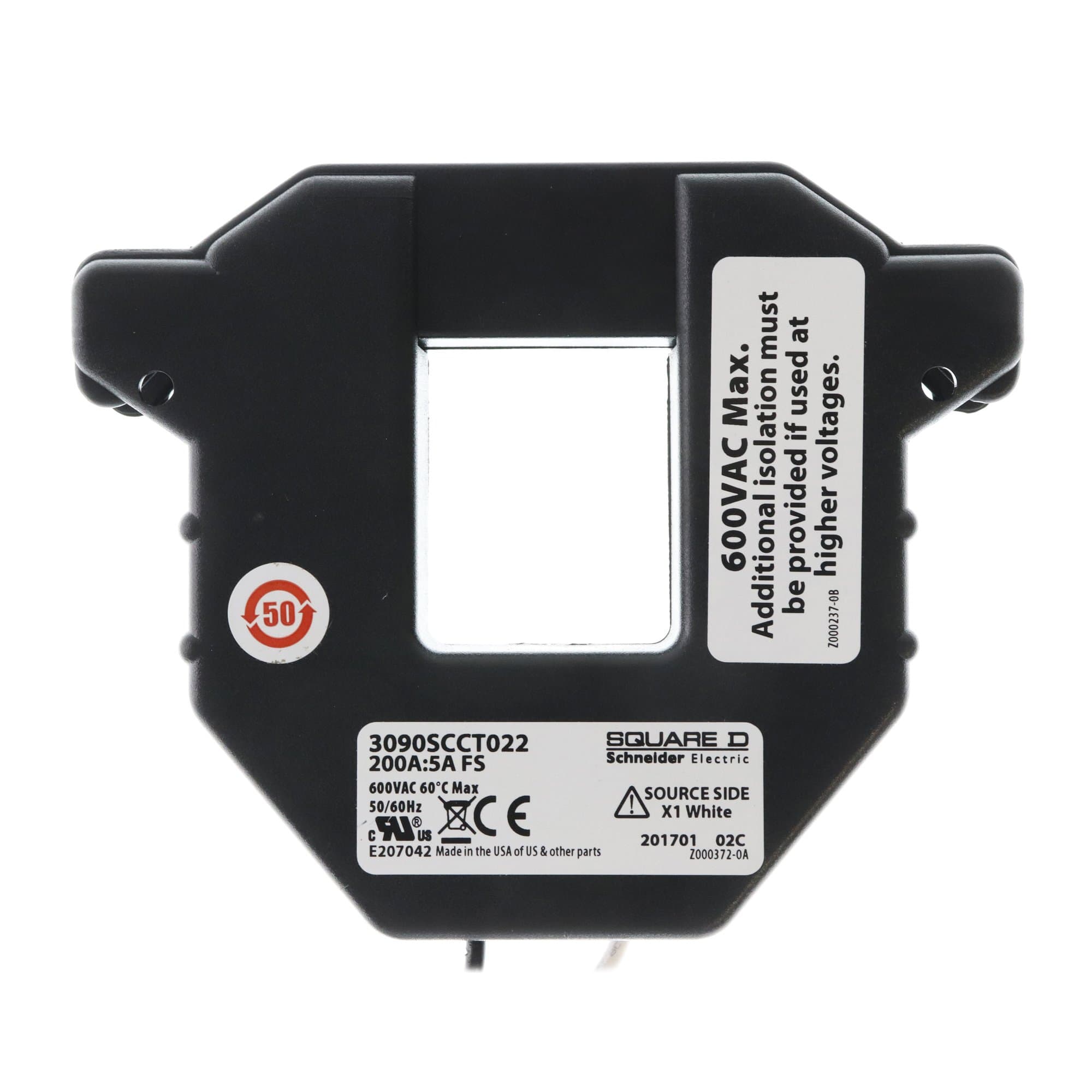 Square D 3090SCCT022 3090 Split Core Current Transformer 200A, 600VAC, 50/60Hz