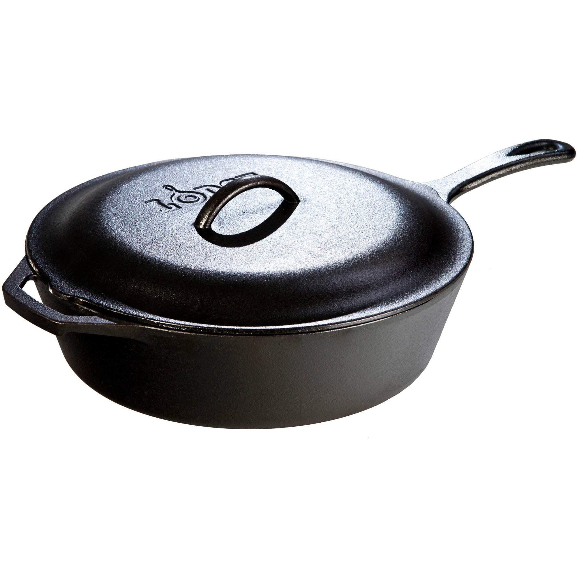 4.73 litre / 5 quart Pre-Seasoned Cast Iron Deep Round Skillet/Frying Pan with Lid