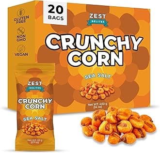 Crunchy Corn Snacks by Zest Delites, Sea Salt Roasted Corn, 20 g x 20 Packs, Healthy Snacks for Adults & Kids, Nuts-Like Crunch, Gluten Free, Vegan, NON-GMO