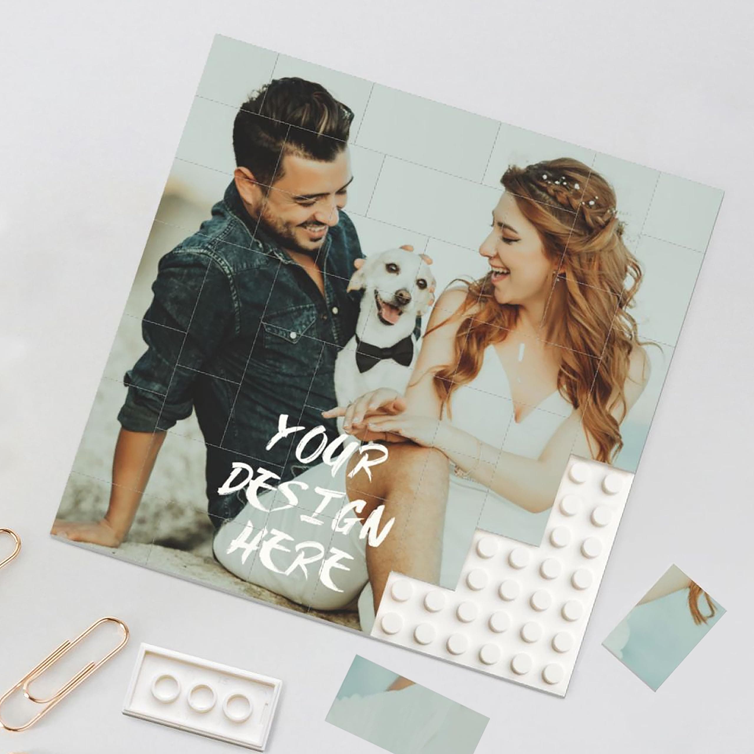 Custom Building Brick Personalized Photo Block Puzzle Valentines Day Gifts Building Block Family Portrait Photograph DIY Gifts for Women, Men,Kids Horizontal Shaped Brick Puzzle (Horizontal Shaped)