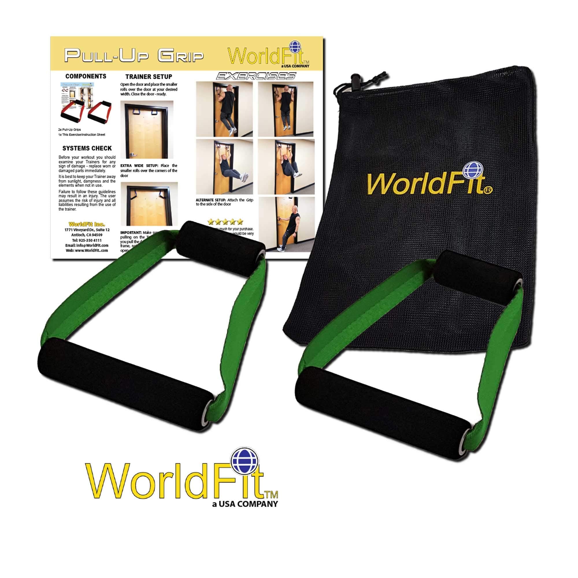 WorldFit Pull-Up Grips for Door in Home, Office and Hotel, Portable Pull Up Bar Home Gym (Olive drab)