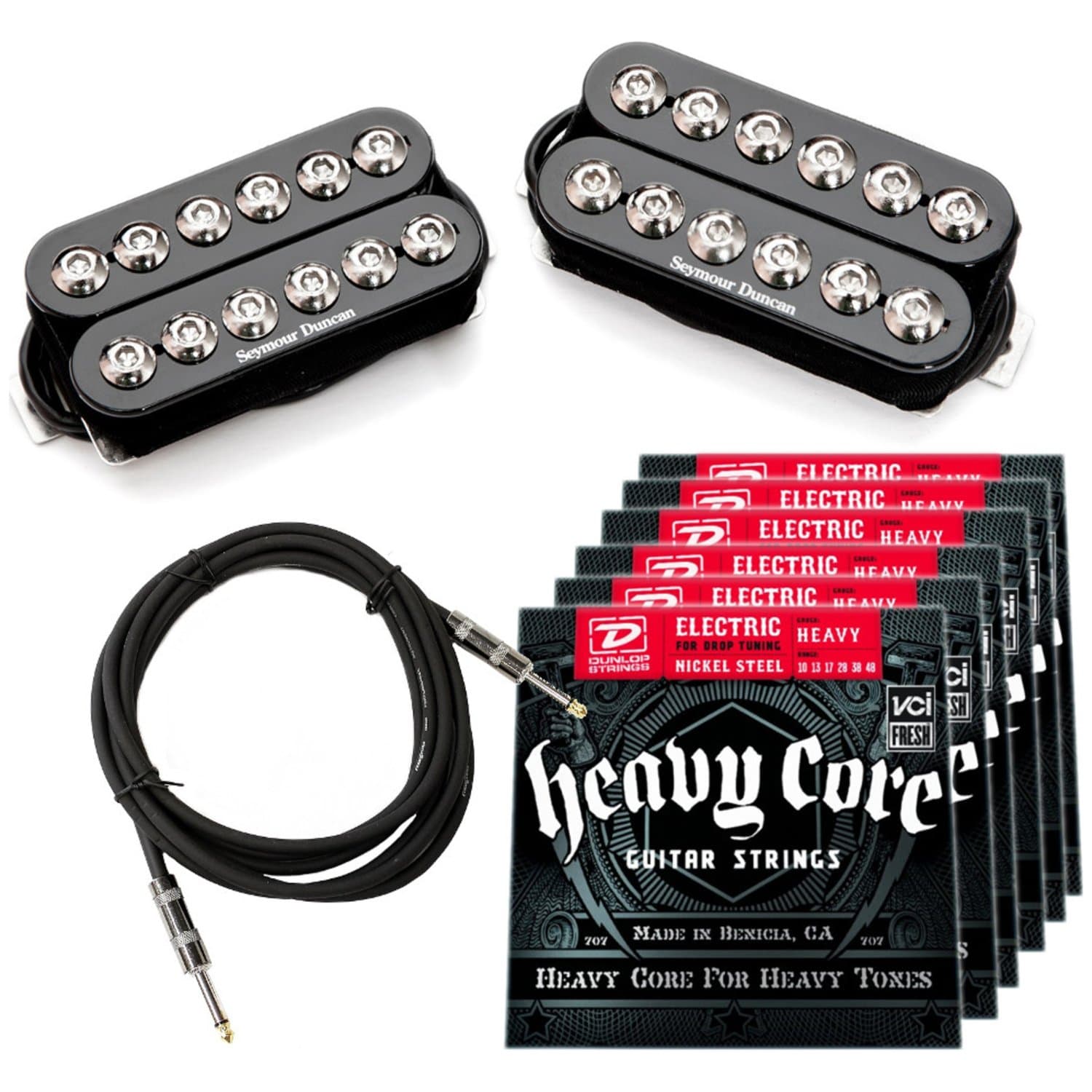 Seymour Duncan SH-8SG SYNYSTER GATES INVADER Pickup SET Black/Chromew / 6 Sets of Strings and Cable