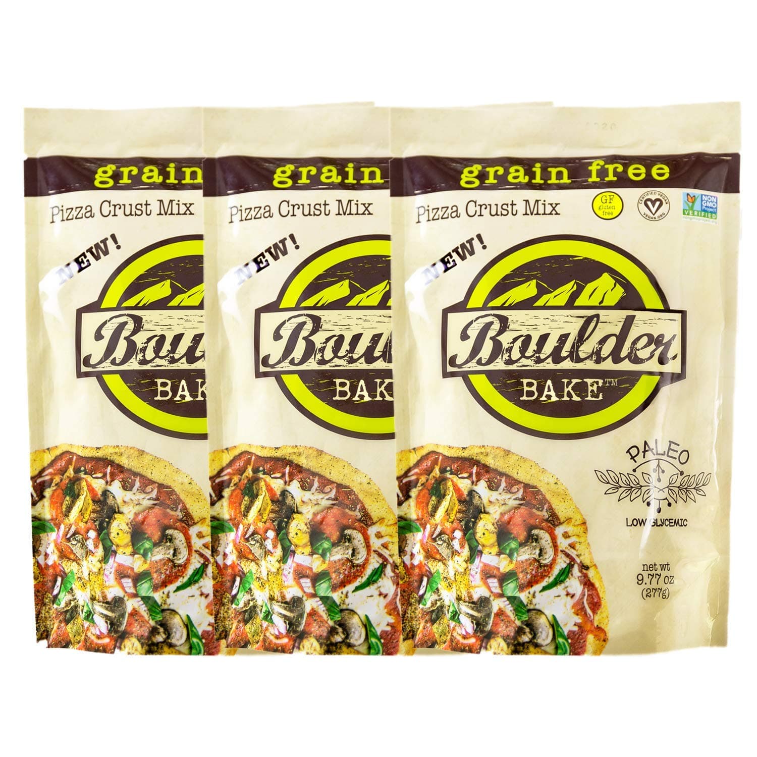 Boulder Bake Cauliflower Pizza Crust Mix (3 pack) Grain and Gluten Free, Vegan, Non GMO, and Low Carb
