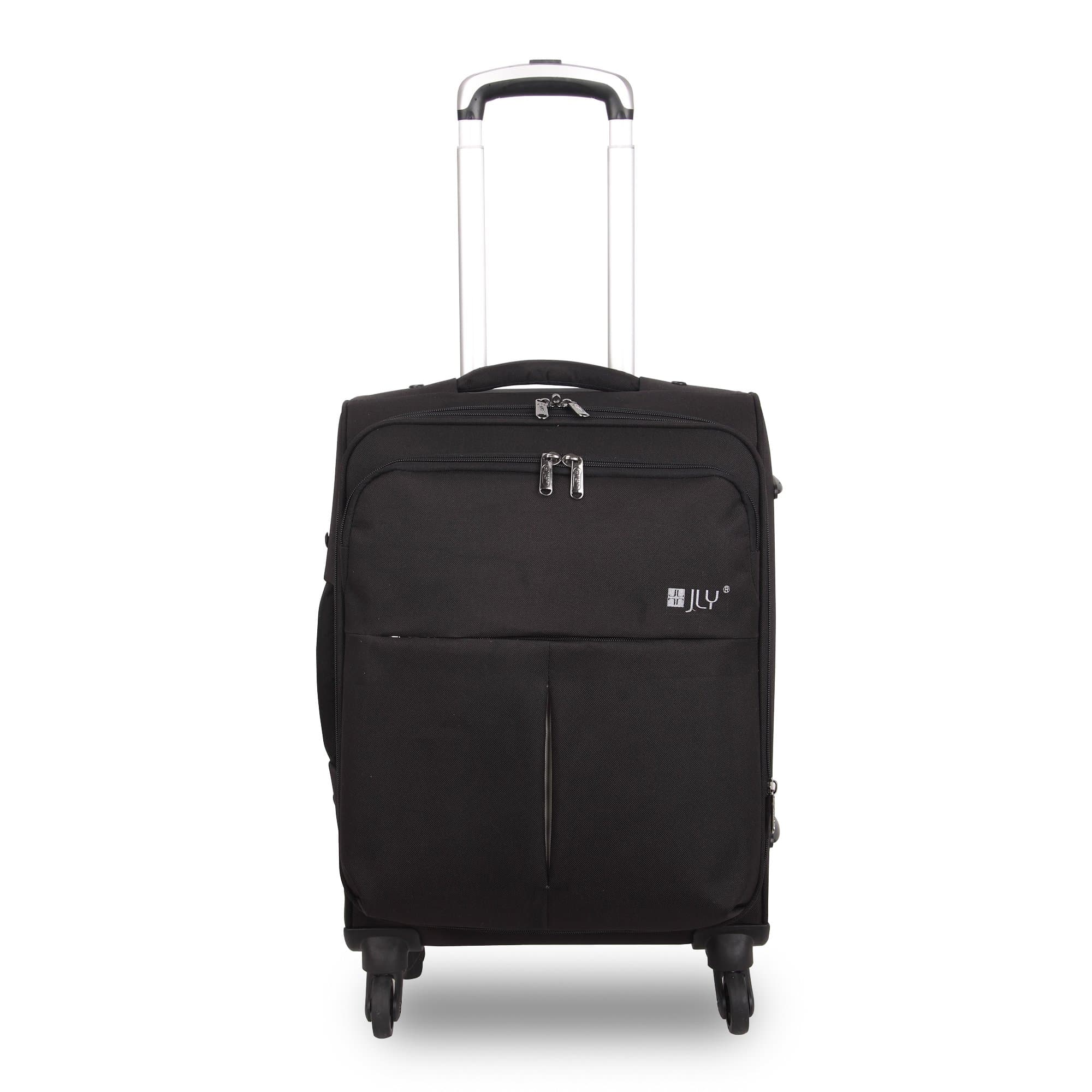 JLY 4 Wheel Lightweight Soft Suitcase Luggage Case 18"/23"/28" Sizes 8226-F (Black, 23")