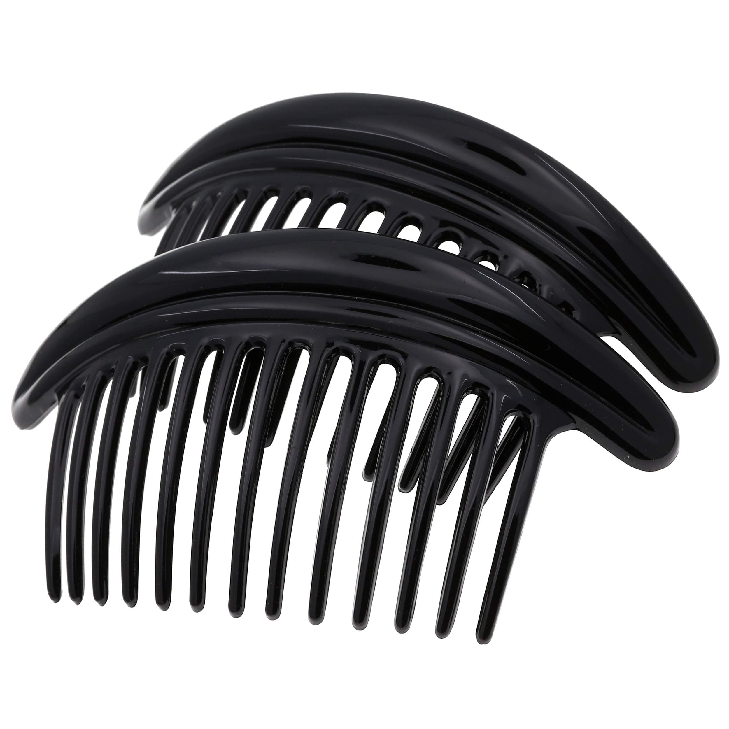 Paris MP978/2 French Hair Side Combs, Black Curved Interlocking Combs French Twist Hair Combs, Strong Hold Hair Clips for Women Bun Chignon, Up-Do Styling Girls Hair Accessories Made in France