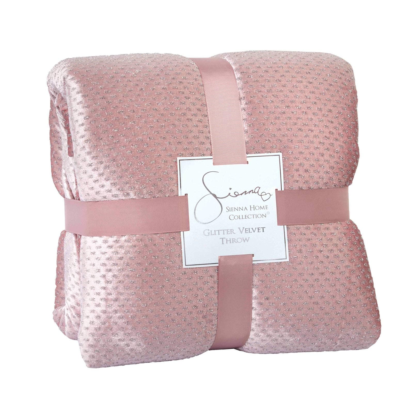 Sienna Luxury Glitter Velvet Sparkle Bedspread Blanket Soft Throw Over, Blush Pink - 150 x 200cm