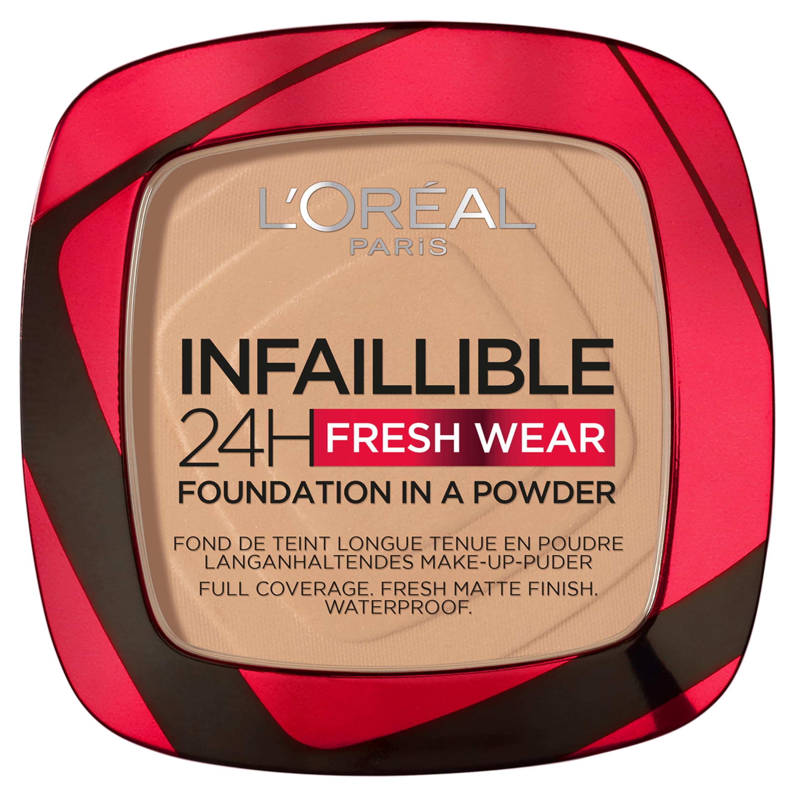 L'Oréal Paris Infallible 24H Fresh Wear Foundation in a Powder, Full-coverage, Longwear, Weightless Smooth Finish, Water-proof and Transfer-proof, 140 Golden Beige