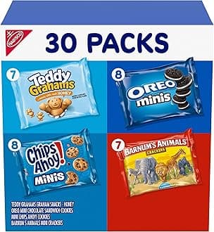 Nabisco Team Favorites Variety Pack, OREO Mini, CHIPS AHOY Mini, Teddy Grahams Honey & Barnum's Animal Crackers, 30 Snack Packs