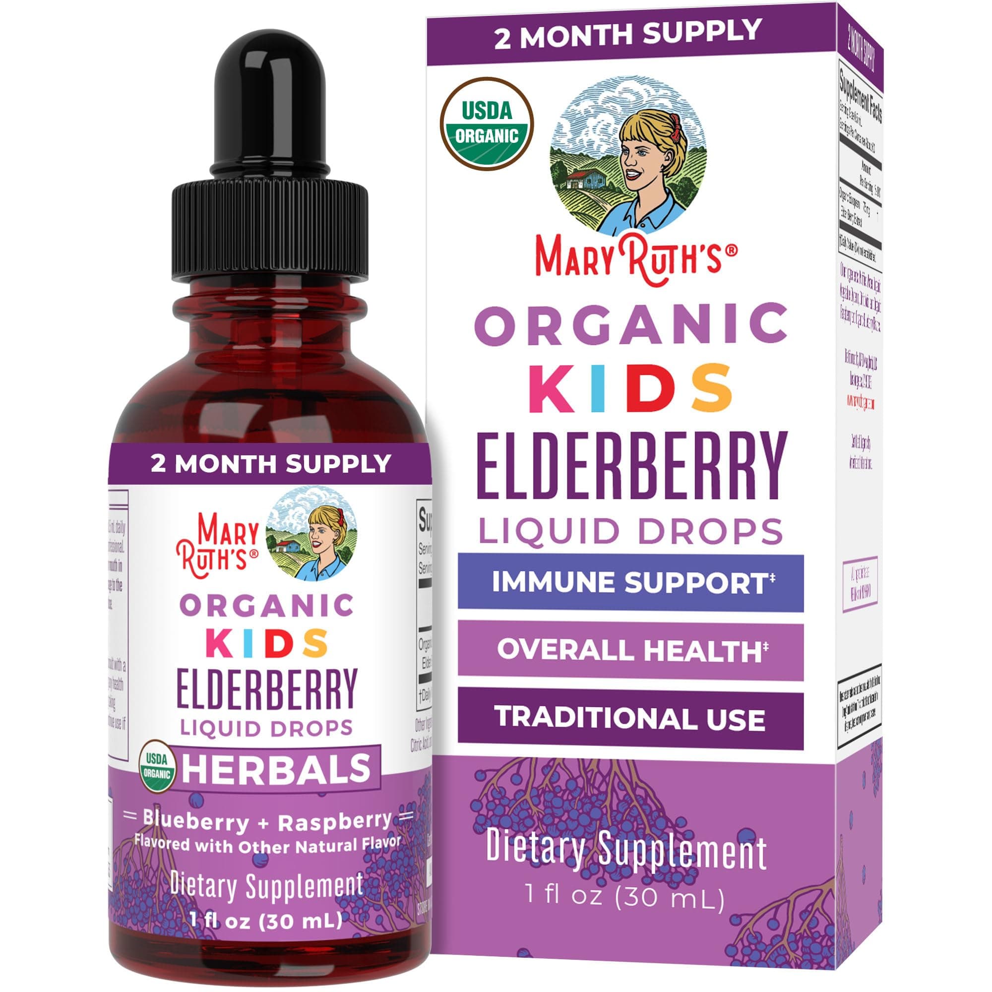 USDA Elderberry Liquid Drops for Kids by | Vegan Elderberry Extract + Glycerin | Immune Support & Overall Health | Formulated for Ages 4-13 | 1oz