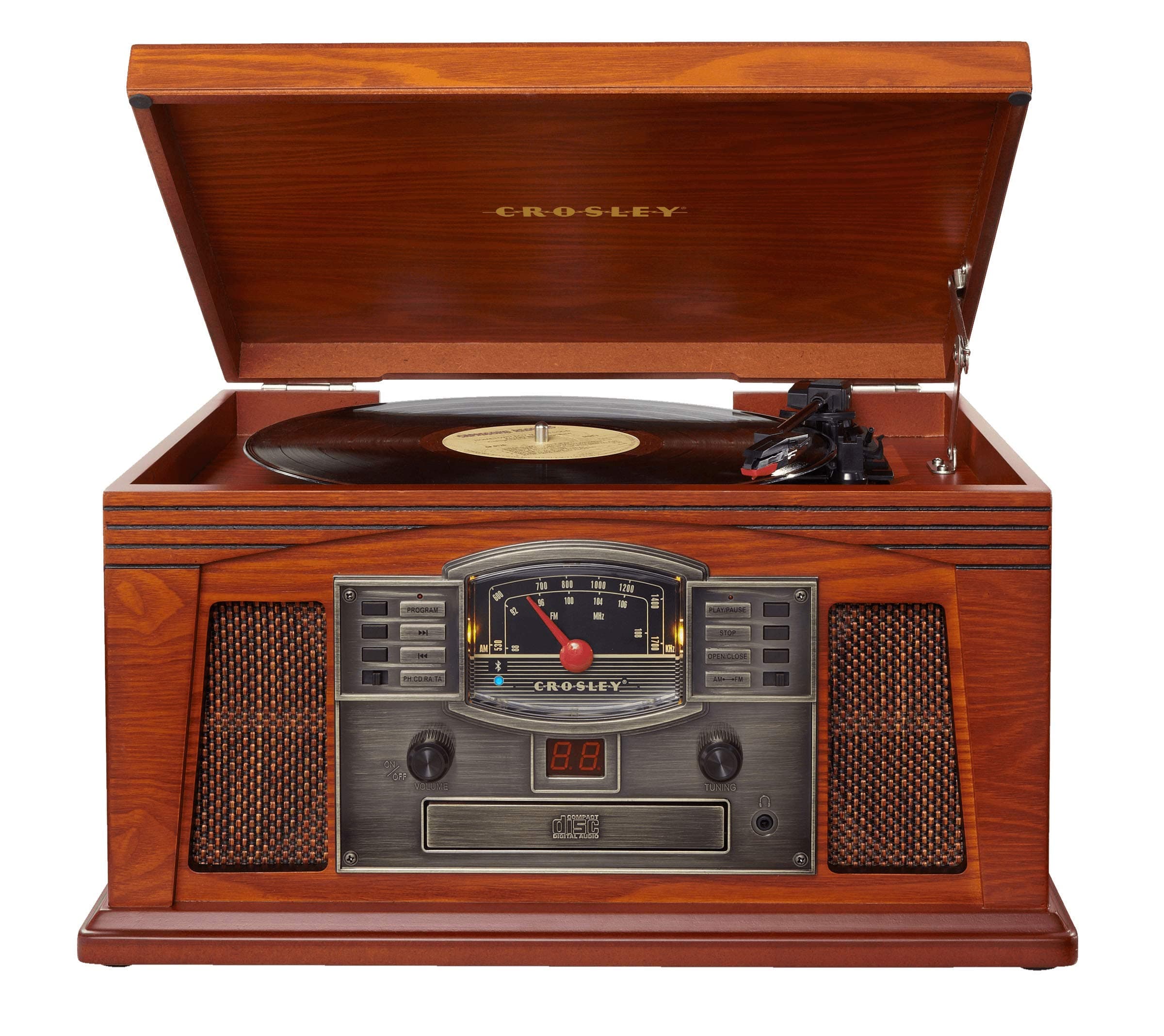 CR42D-PA Lancaster 3-Speed Turntable with Radio, CD/Cassette Player, Aux-in and Bluetooth, Paprika