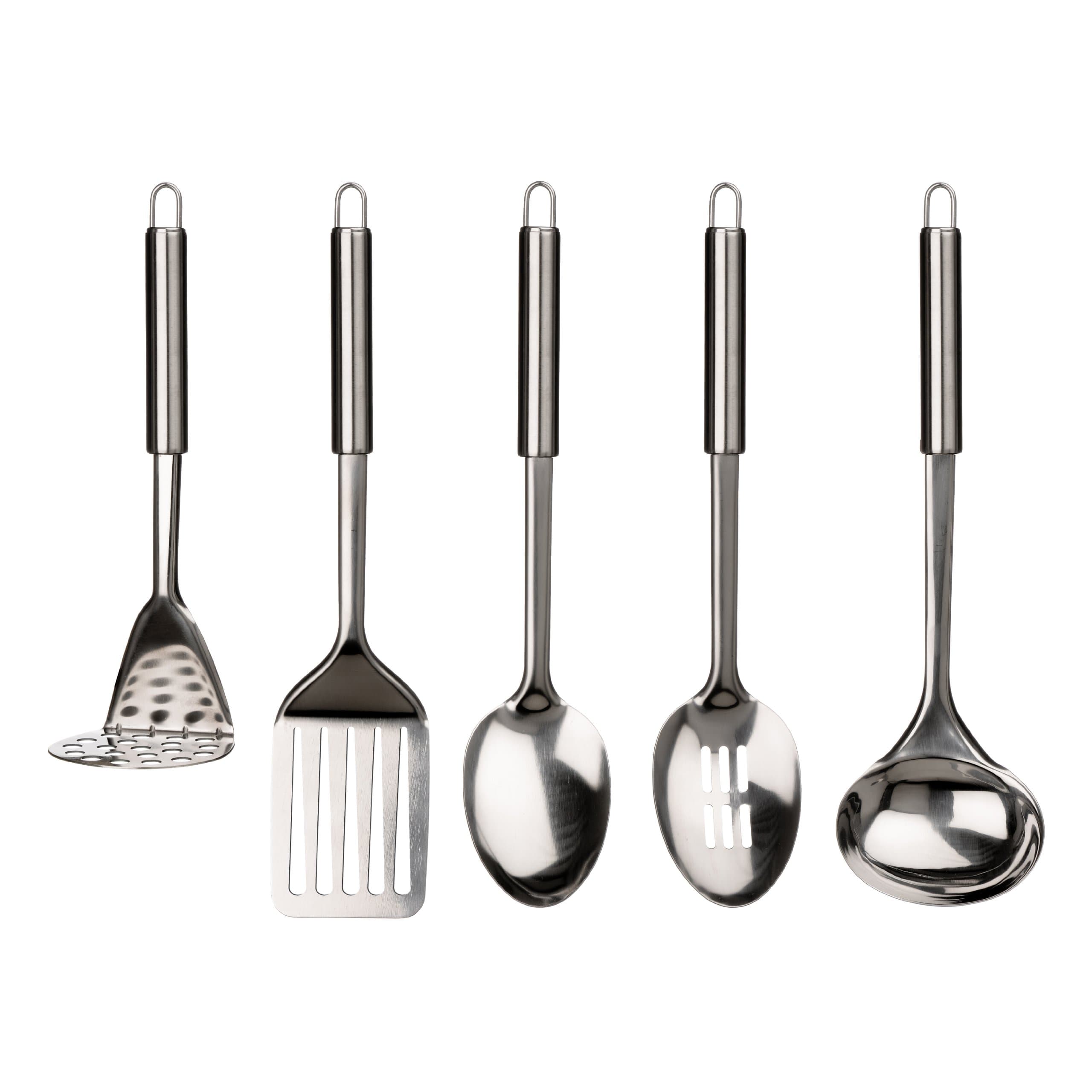 Housewares 804792 Kitchen Set 5 Pieces Cooking Utensils Set Utensil Set Stainless Steel Cooking Kitchen Utensil Set Kitchen Utensils 34x12.2x11.8 cm