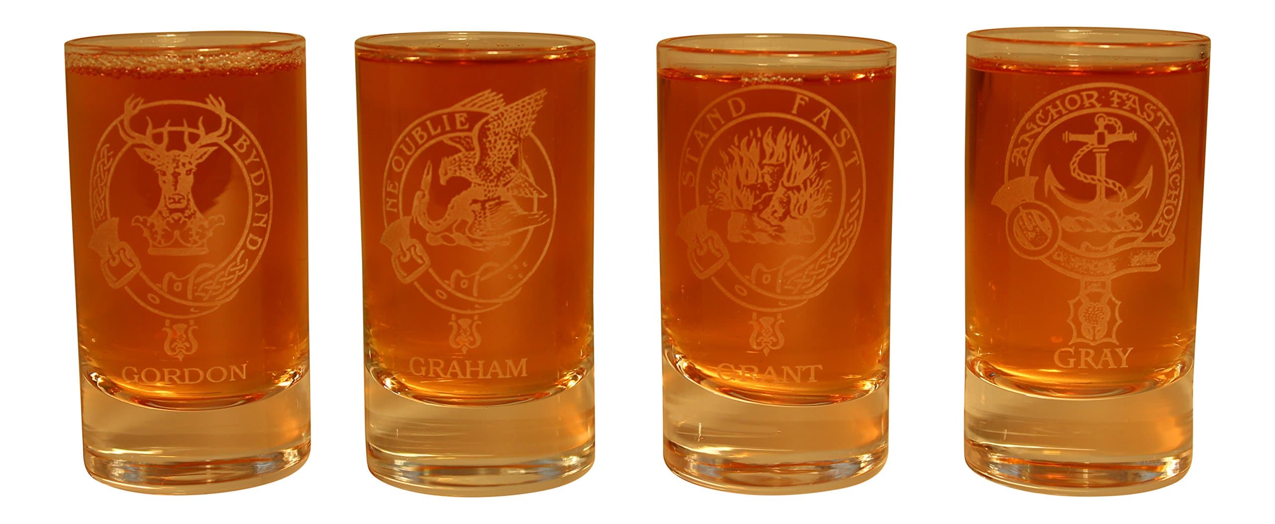 Collins Glencairn Clan Crest Crystal Dram Tot Glass - Gordon Graham Grant Gray