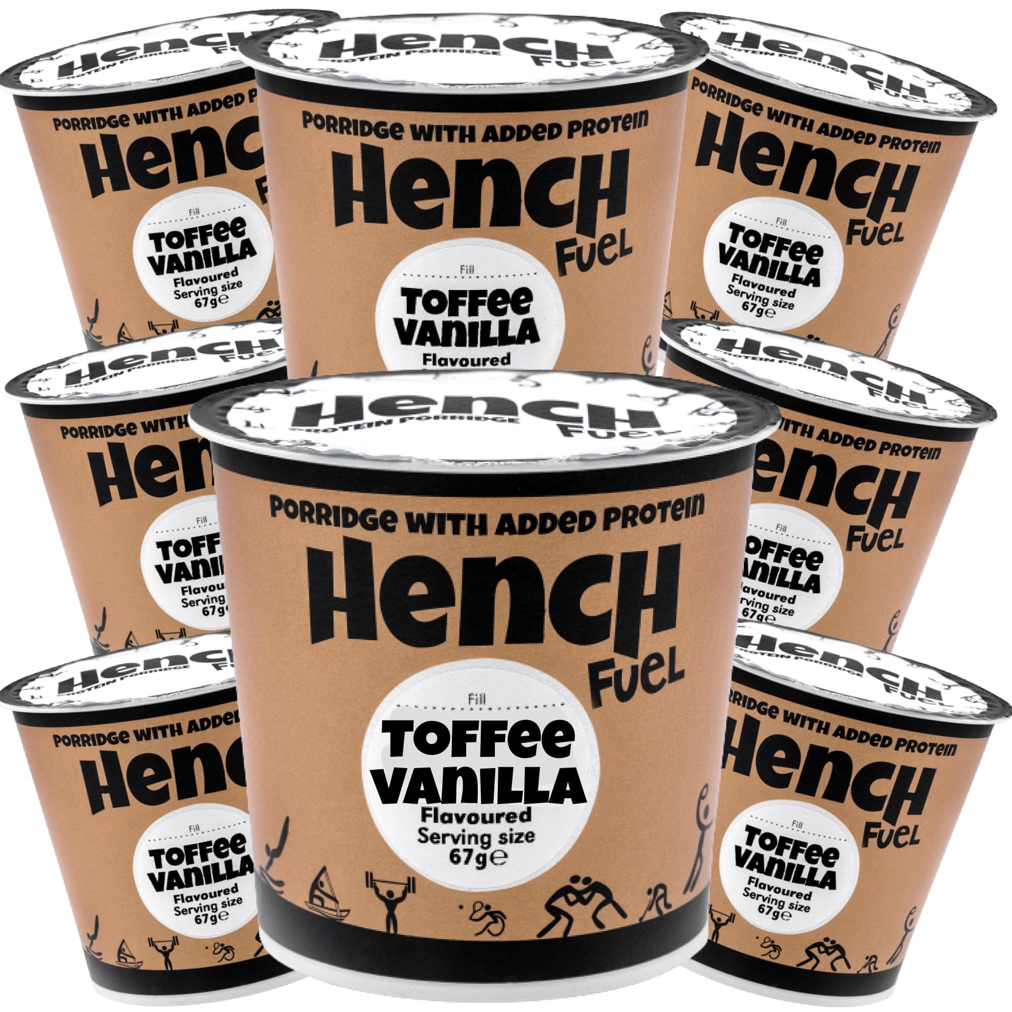 Toffee Vanilla - Protein Porridge, Hench Fuel, High Protein, 20g of Protein, Porridge Pot, Instant Oats, Low Sugar, Real Fruits, Breakfast Pot