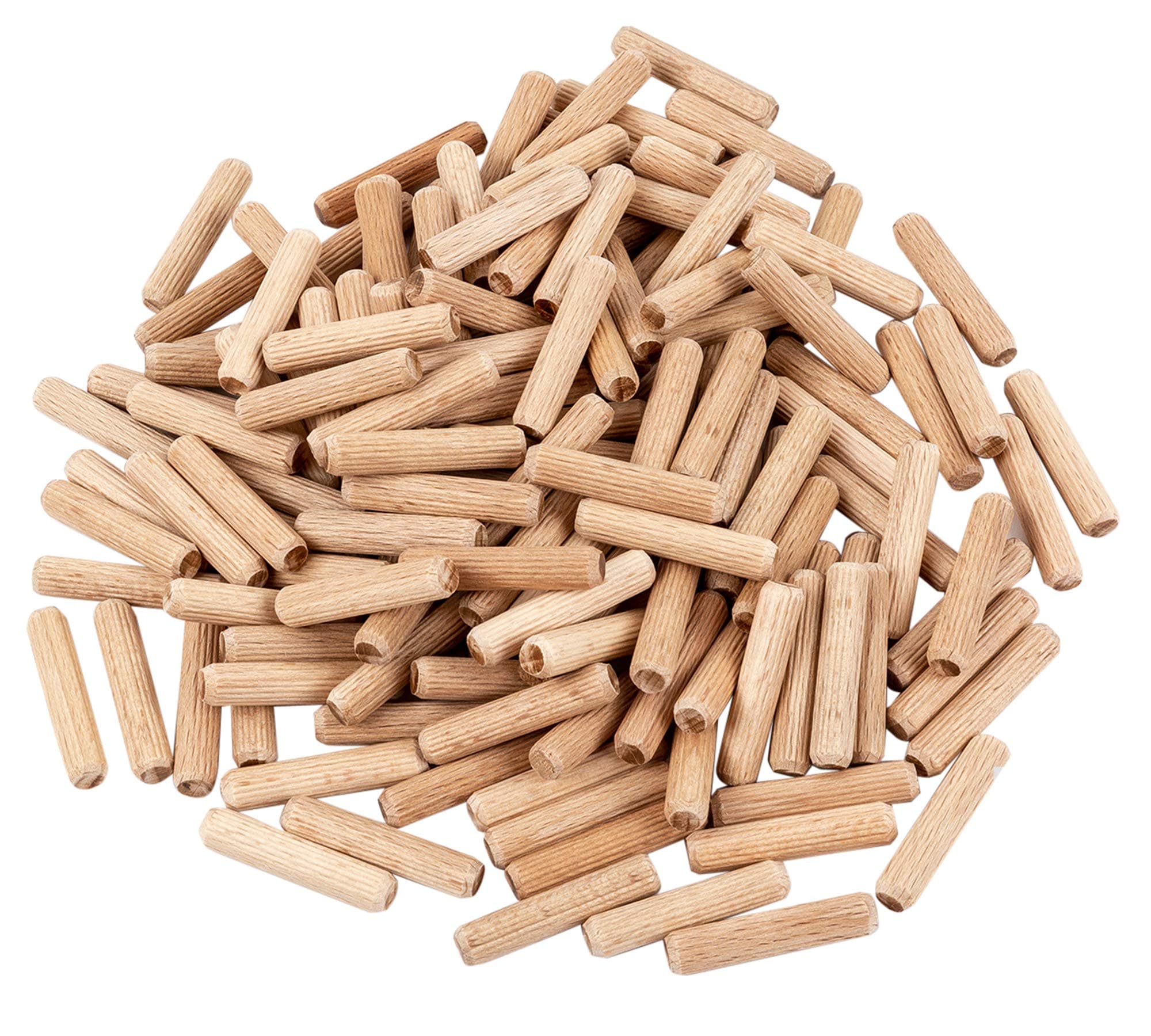 Fluted Wood Kiln Dowel Pins, 5/16" x 1.5"- 150 Pieces, Made of Beechwood