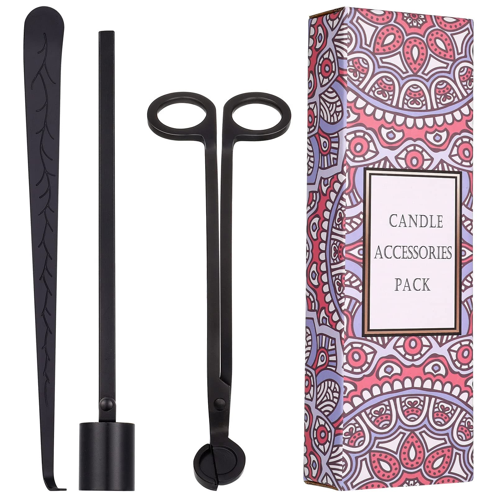 Fuyamp Candle Accessory Set, 3 in 1 Candle Snuffer,Candle Wick Trimmer Candle Wick Cutter Candle Extinguisher Tools Candle Tools and Candle Wick Dipper with Gift Package for Candle Lover