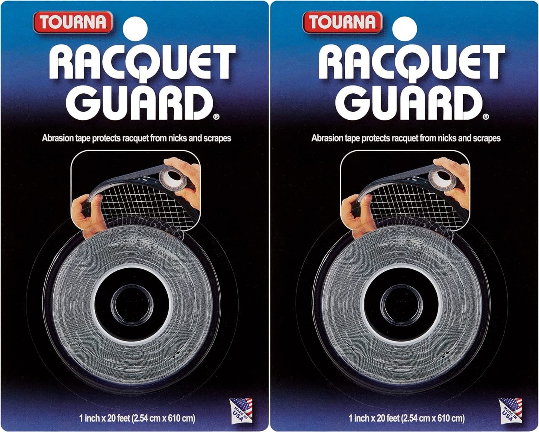 Tourna Racquet Guard Tape Tennis Racket Head Protection Durable 20' Roll 2-Pack
