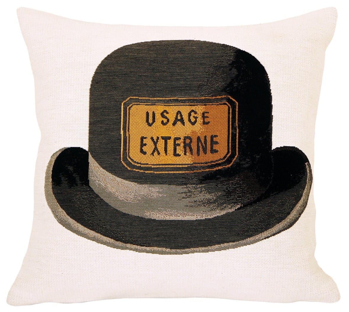 Premium European Throw Pillow Cases in Jacquard Weave - Magritte the Horrendus Stopper (1966) - 18 x 18 Inches - 95% Cotton 5% Polyester - Invisible Zipper Opening - Made in France