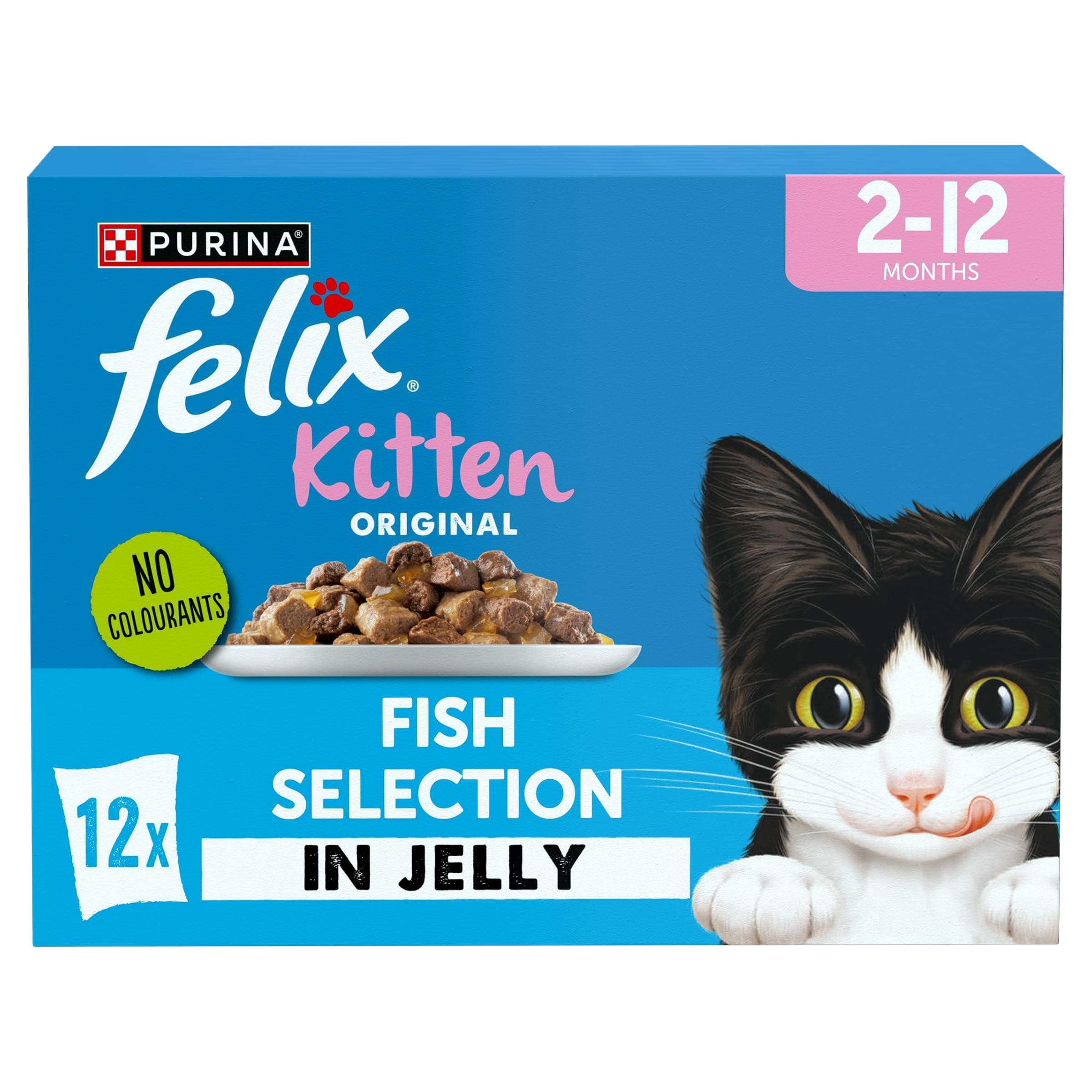 FELIX Original Kitten Fish Selection in Jelly Wet Cat Food 12x85g (Pack of 4)