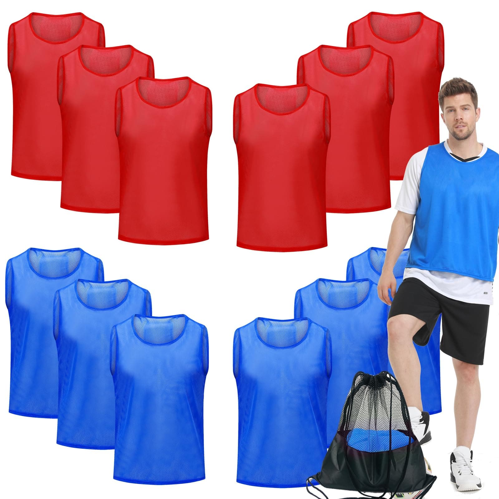 Soccer Pinnies Youth with Numbers Scrimmage Team Practice Vests Pennies Jerseys for Basketball Soccer Football Bibs