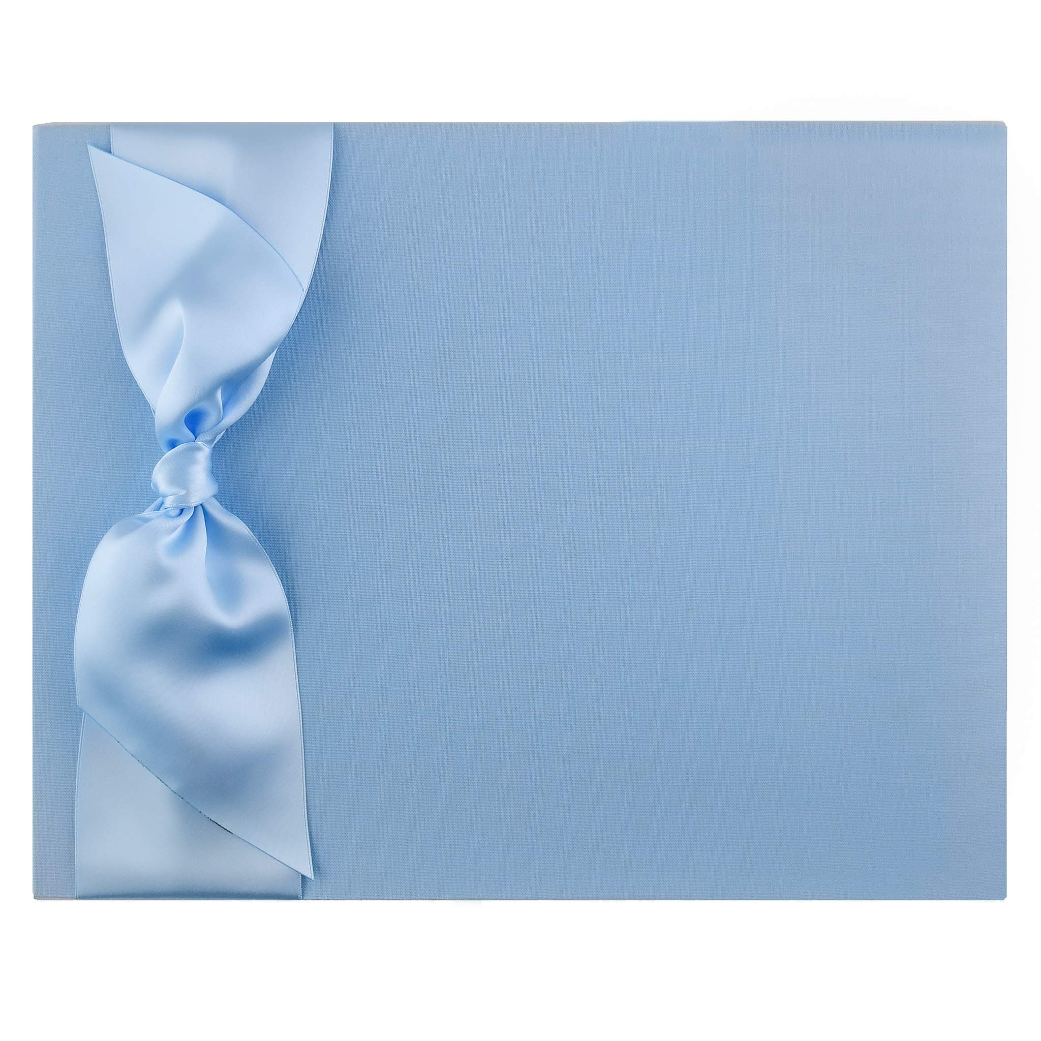 Tessera Baby Memory Book, Modern Baby Keepsake for Boys, Light Blue Cloth with Blue Satin Ribbon