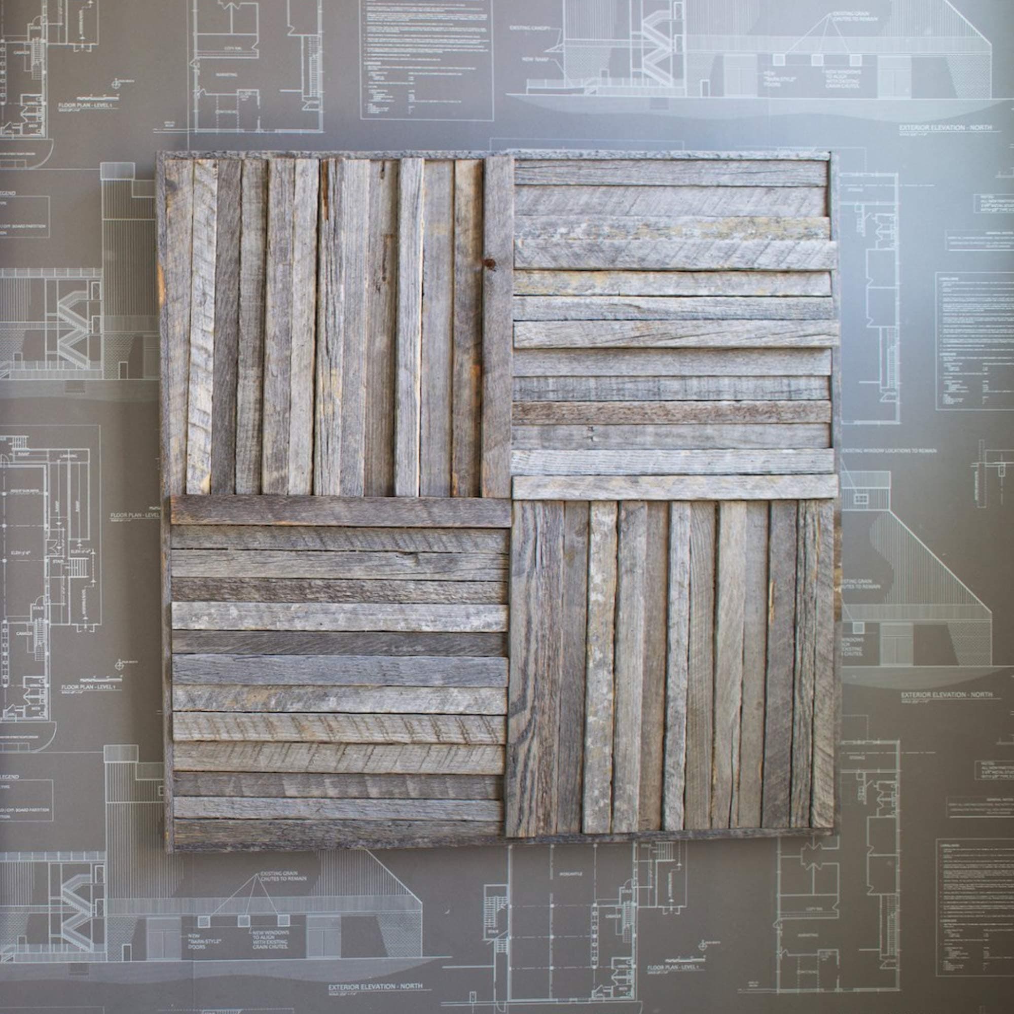 Stikwood Square Pinwheel Wood Wall Art (Width) by 2 Feet (Length) | Handmade, Brown, 3 Count