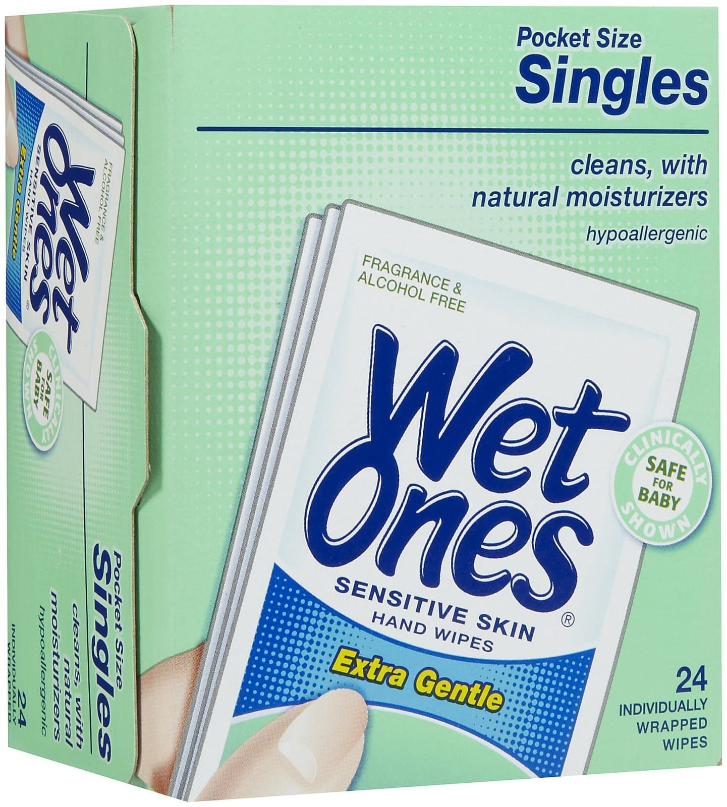 Singles Sensitive Skin Individually Wrapped Hand Moist Wipes, 24 Count (Pack of 1)