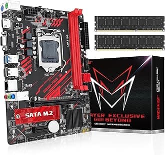 MACHINISTH81 Motherboard and 2x8GB DDR3 Memory, Intel 4th Gen LGA 1150 Motherboard with 1600MHz 1.5V CL11 RAM (Micro ATX, PCIe 2.0, NGFF M.2, Gigabit LAN) UDIMM for Core i3,i5,i7/Xeon E3 V2/Pentium