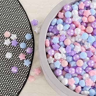 Ball Pit Balls for Toddlers Phthalate-Free BPA-Free Non-Toxic Crush Proof Soft Plastic Play Balls Baby Kids Shape Tent Pool Playhouse Playpen Party Decor, Pink Blue Purple White,100PCS