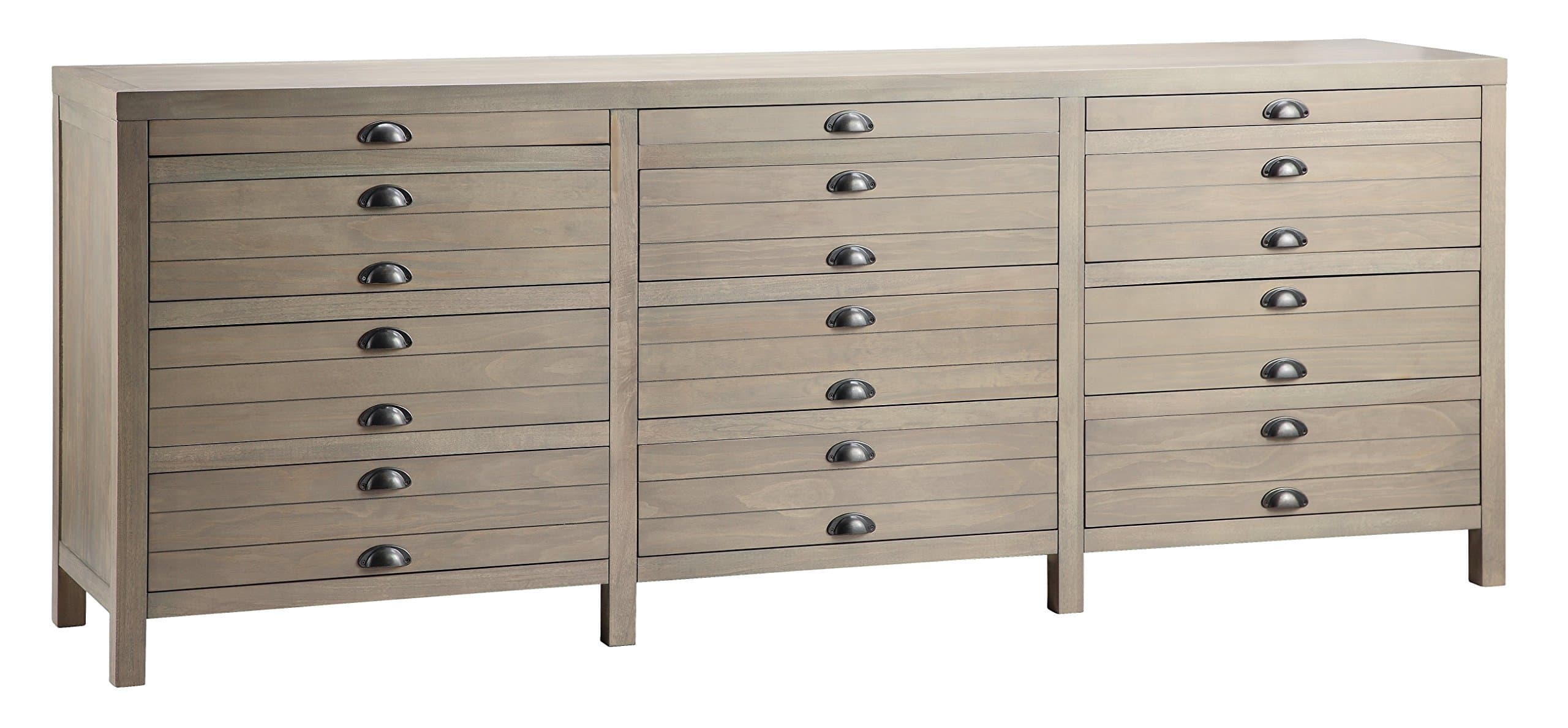 Merrimac 12 Drawer Credenza, Faded Grey Driftwood