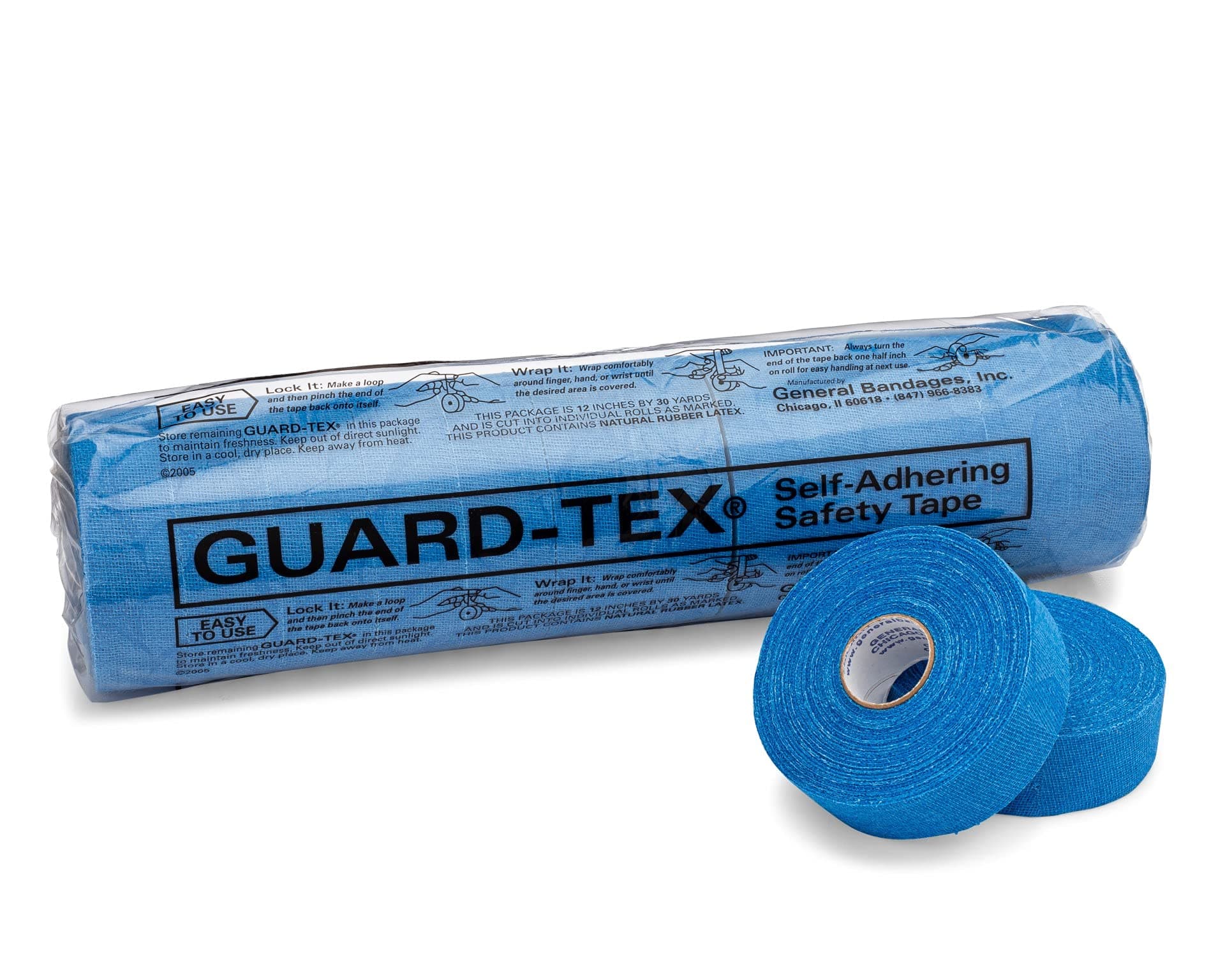 Guard-Tex® Blue Finger Tape 3/4 inch - Self-Adhesive No Residue - 16 Rolls - 90ft Per Roll - 1440ft Total