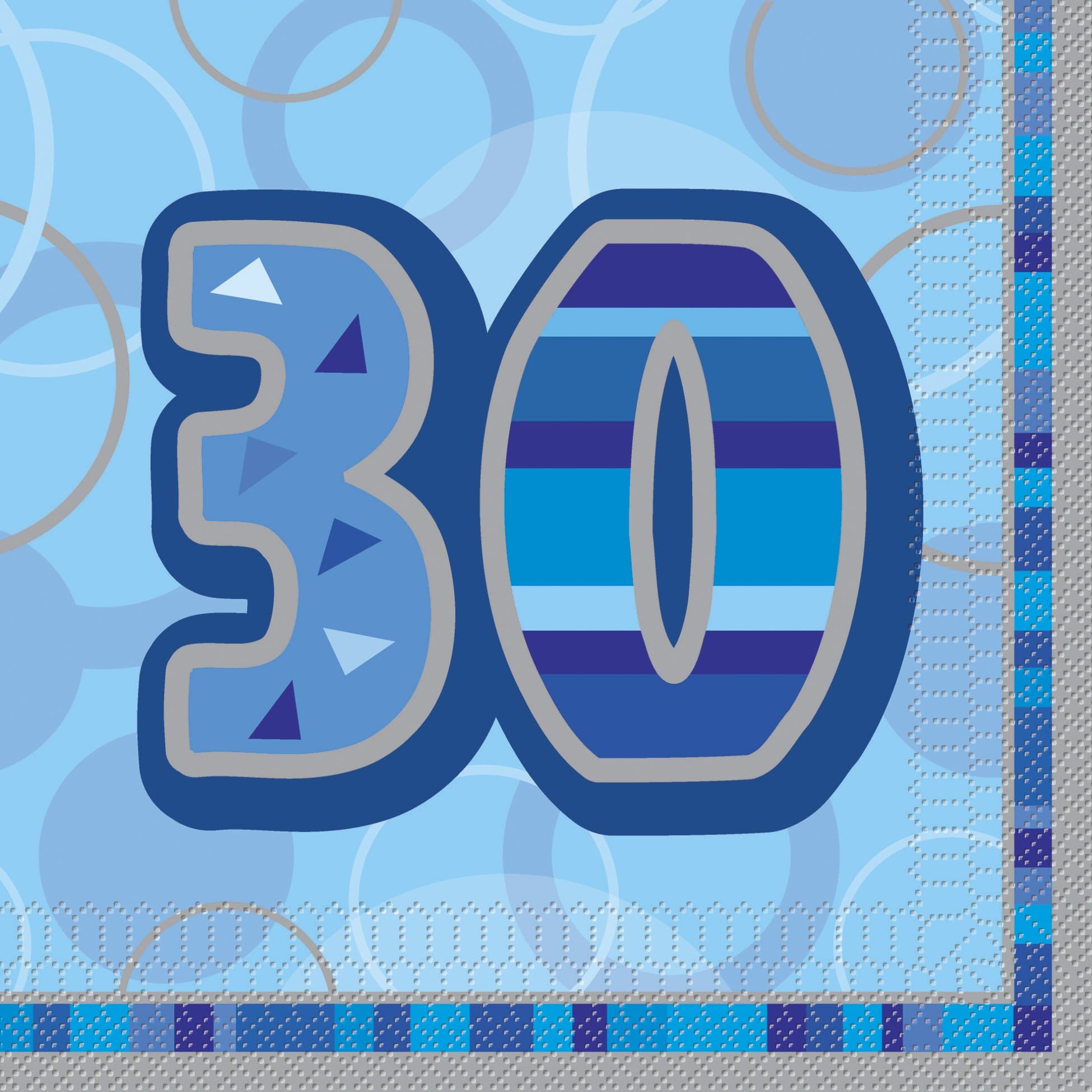 Unique Party 28460 - Glitz Blue 30th Birthday Paper Napkins, Pack of 16