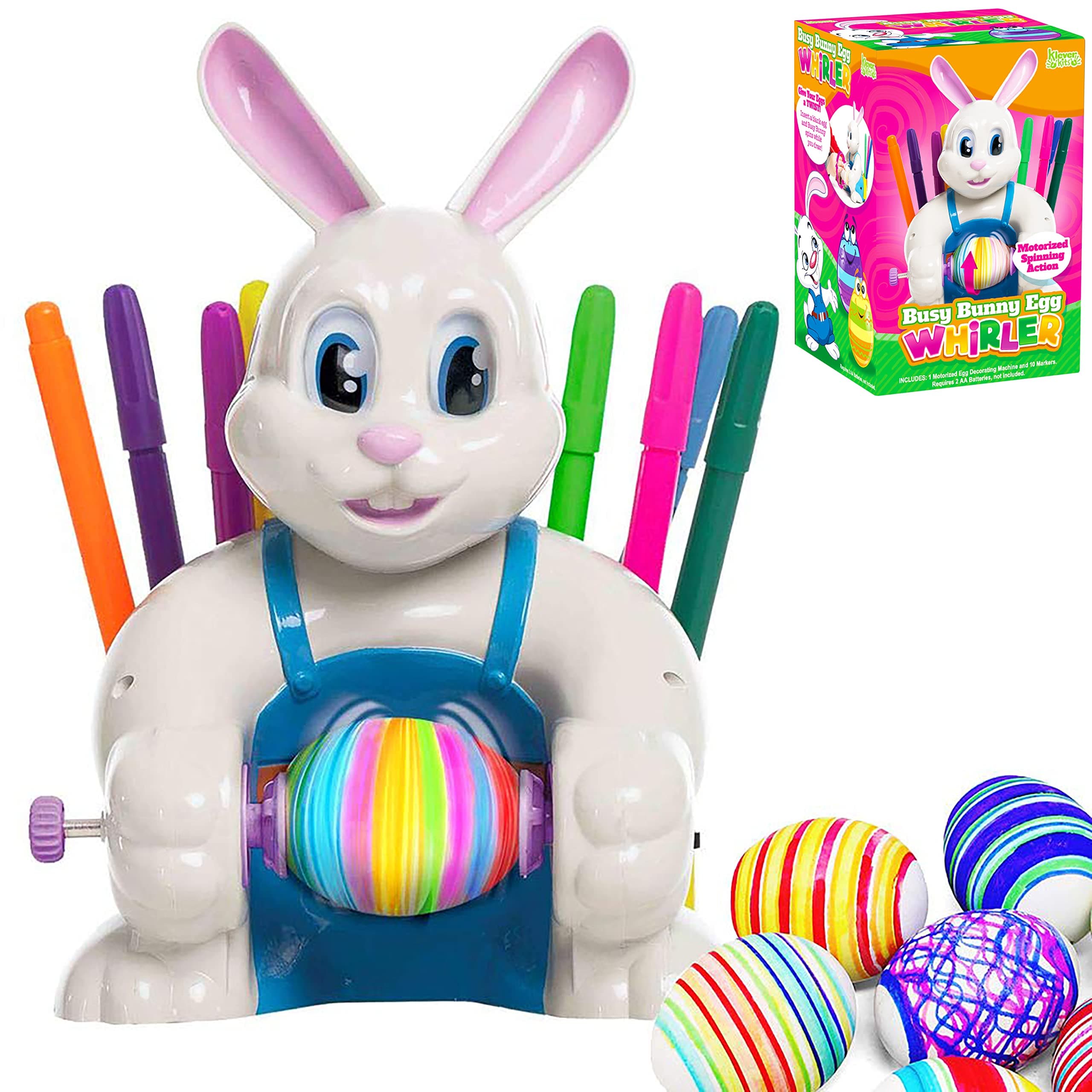 JOYIN Motorized Easter Egg Decorator Kit, Easter Busy Bunny Egg Spinner Whirler Decorating Machine with 10 Non-Toxic Markers for Kids Craft Activities