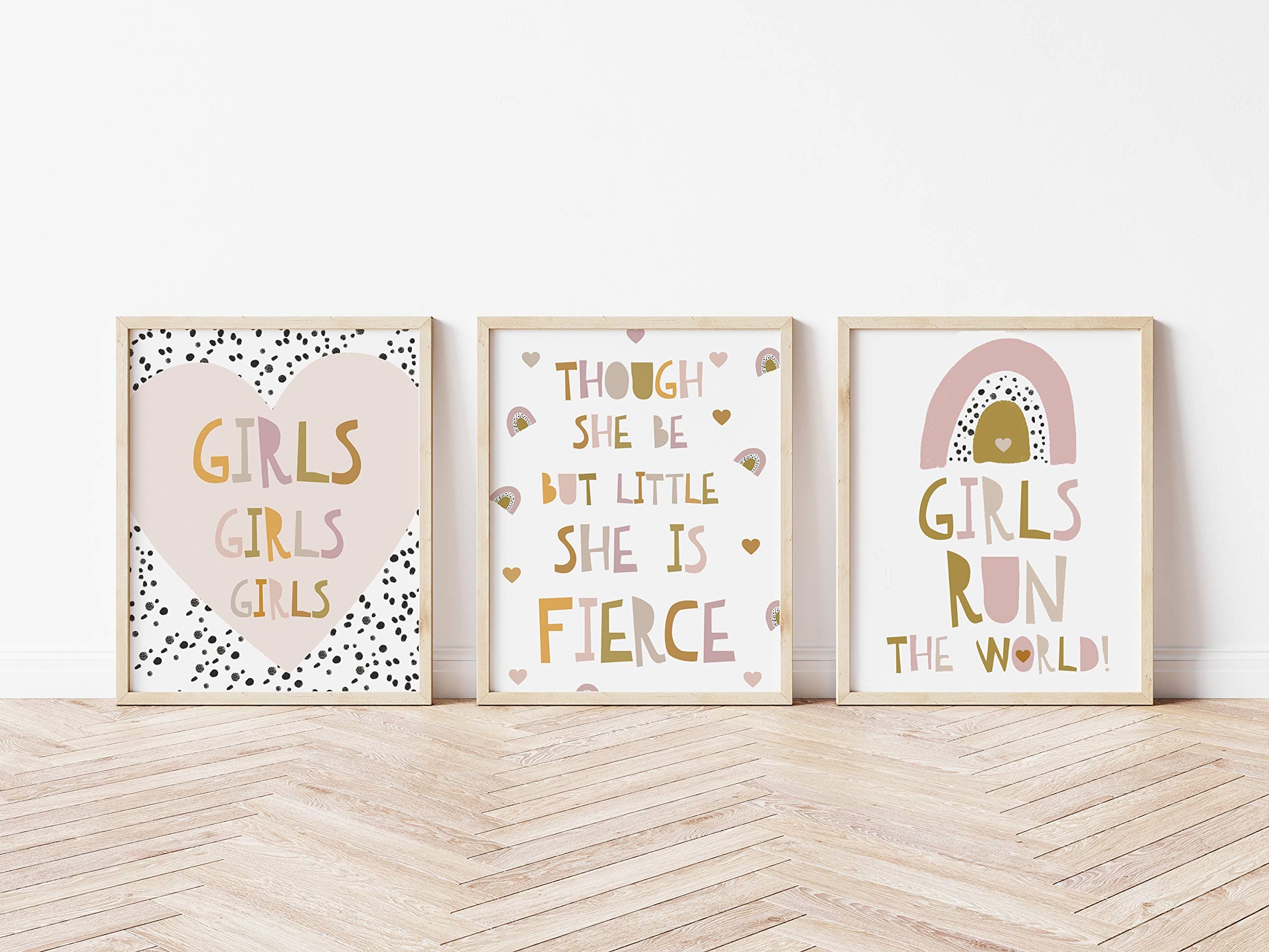 Little Angels Jamboree Girls Wall Art, Scandi Rainbow and Heart Design, Quote Print, Modern Home Decor, Girls Bedroom A4 (Pack of 3) ** No Frames Included **