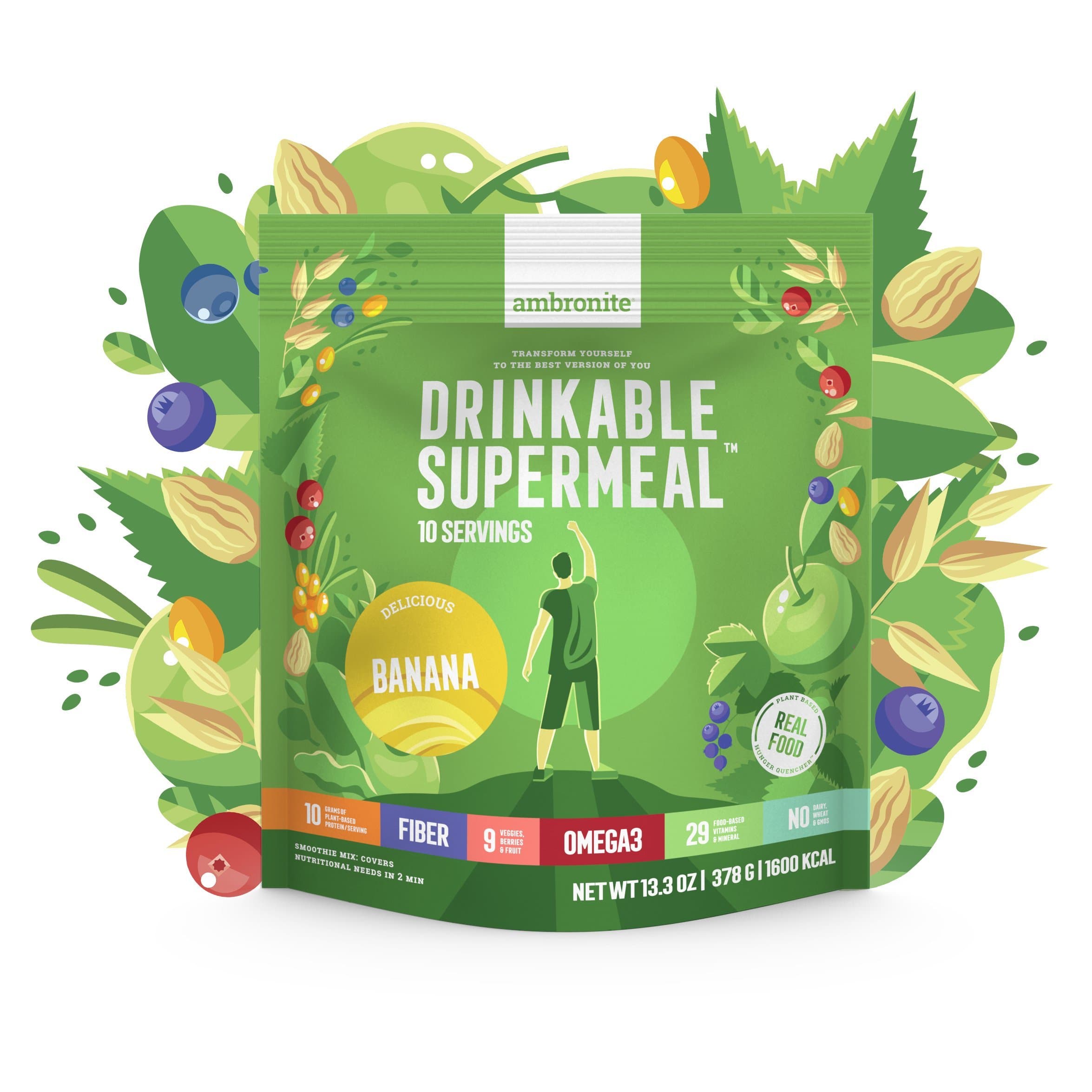 Complete Meal Shake, Nutritionally Complete Meal Replacement Shake - 4 Full Meals, 378 g - High Fiber & Protein with 5 Servings of Greens and Berries, and 29 Food-Based Vitamins and Minerals