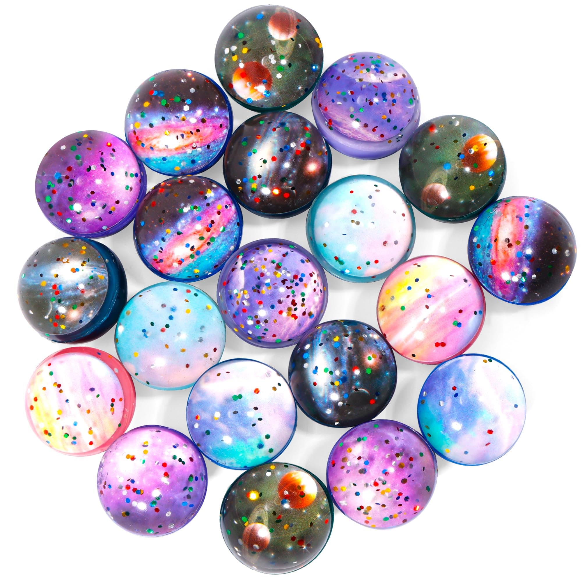 20PCS Space Bouncy Balls Bulk, Birthday Party Favors for Kids 32mm Space Theme Bouncy Balls for Kids Party Favors, Gift Bag Fillers, Easter Pinata Stuffers, Classroom Prizes and Pet Toys