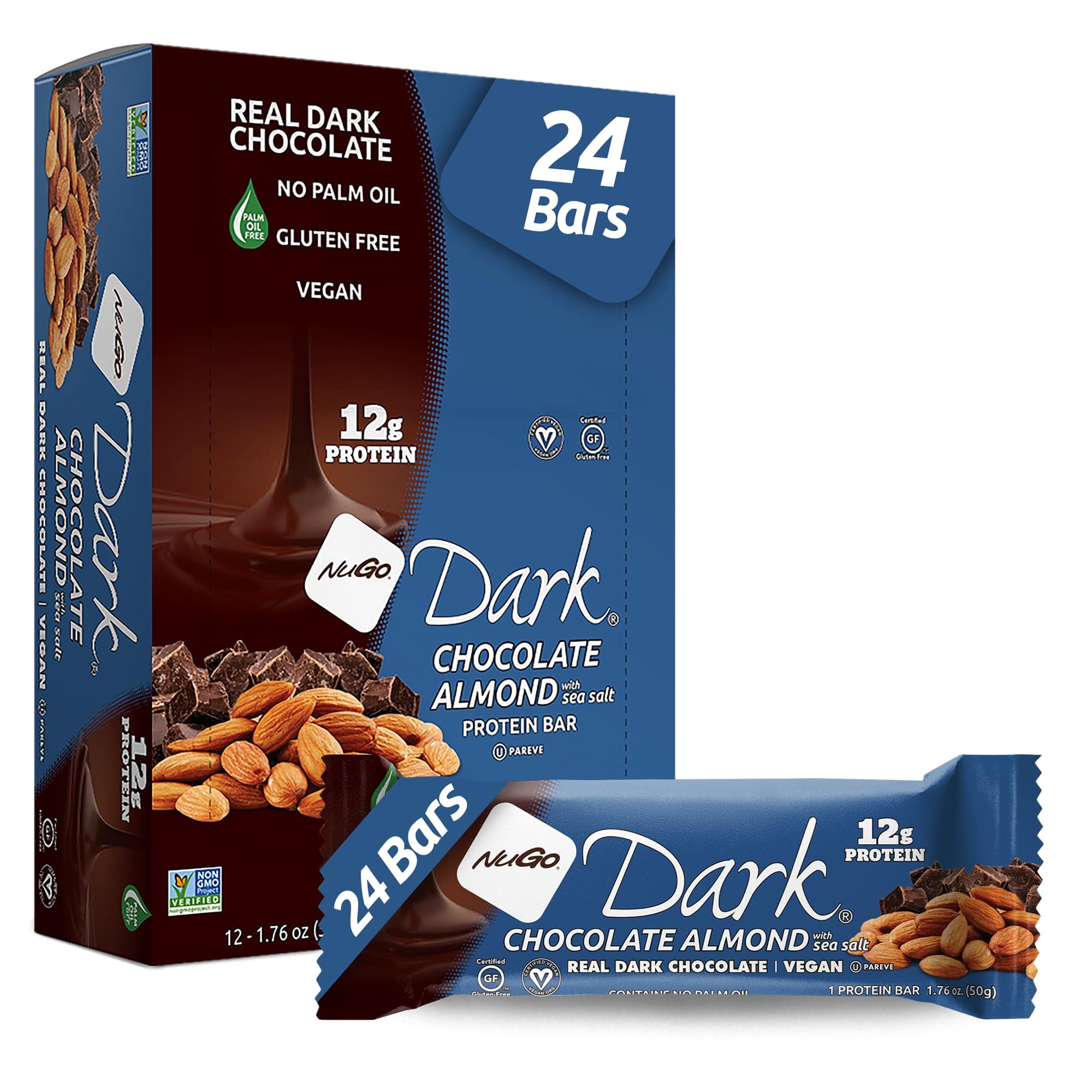 Dark Chocolate Almond with Sea Salt, 12g Vegan Protein, 200 Calorie, Gluten Free
