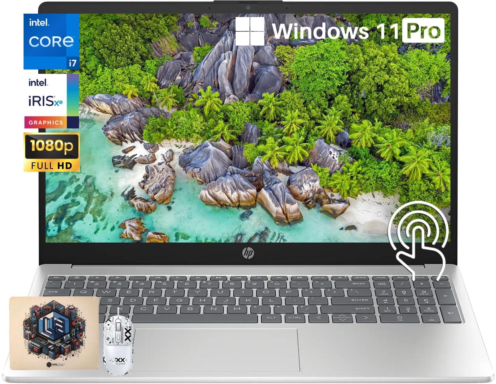 HP 15.6 Inch Touchscreen Laptop i7, 64 GB RAM, 2 TB SSD, Intel 10 Cores i7-1255U(Up to 4.7GHz), Intel Iris Xe Graphics, FHD Screen, HD Camera, HDMI, Business Laptop, Windows 11 Pro, Patented Mouse