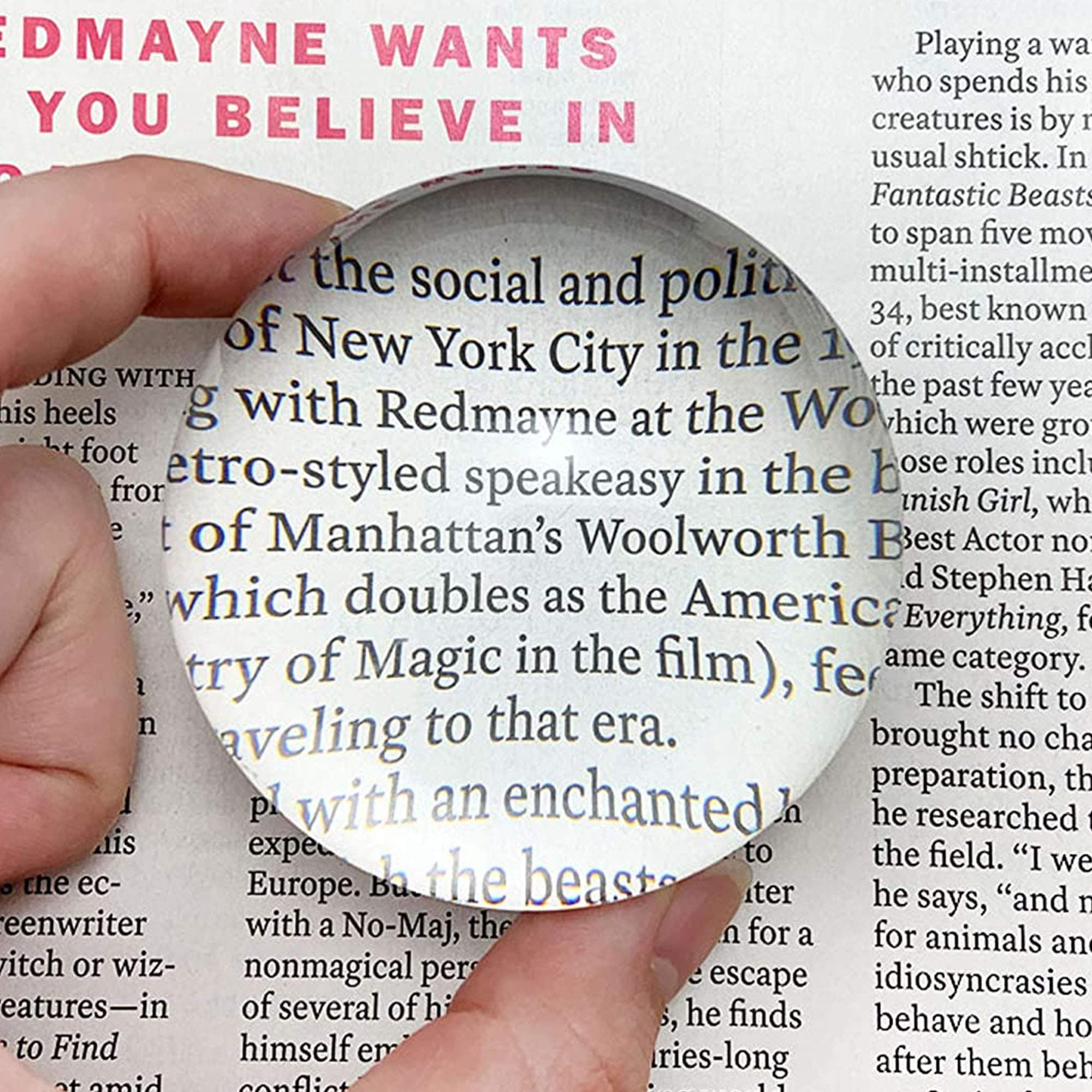 MAGDEPO 4X Paperweight Magnifying Dome 2.5" Crystal Clear Acrylic Domed Magnifying Glass Half Round Desktop Loupe for Reading Maps, Blueprints, Paper Drafts, Stamps, Small Texts, Hobbies, etc.