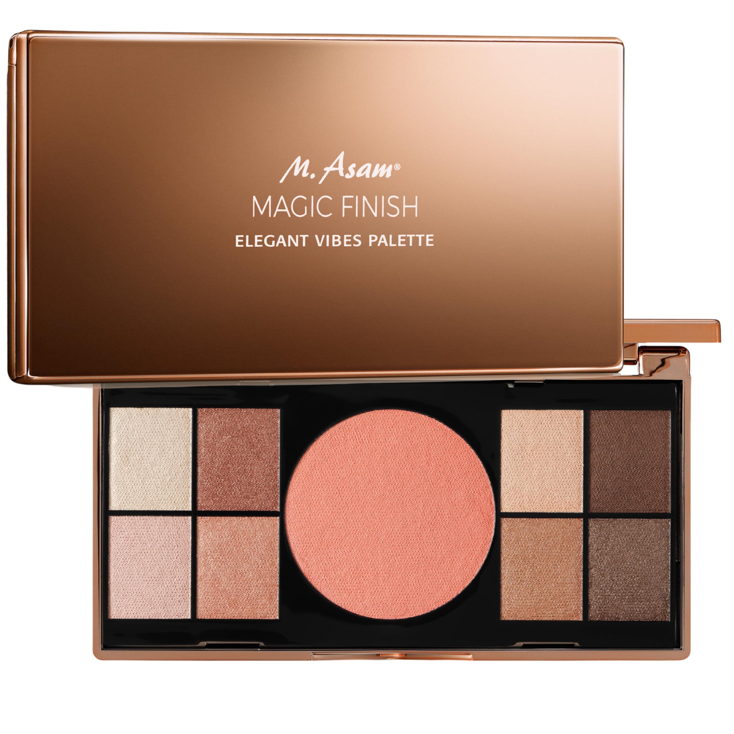 M. Asam Magic Finish Eyeshadow Palette – Pigmented eye make-up with 8 shades of eyeshadows & a blush, elegant case with large built-in make-up mirror, for every age & skin type, make-up set
