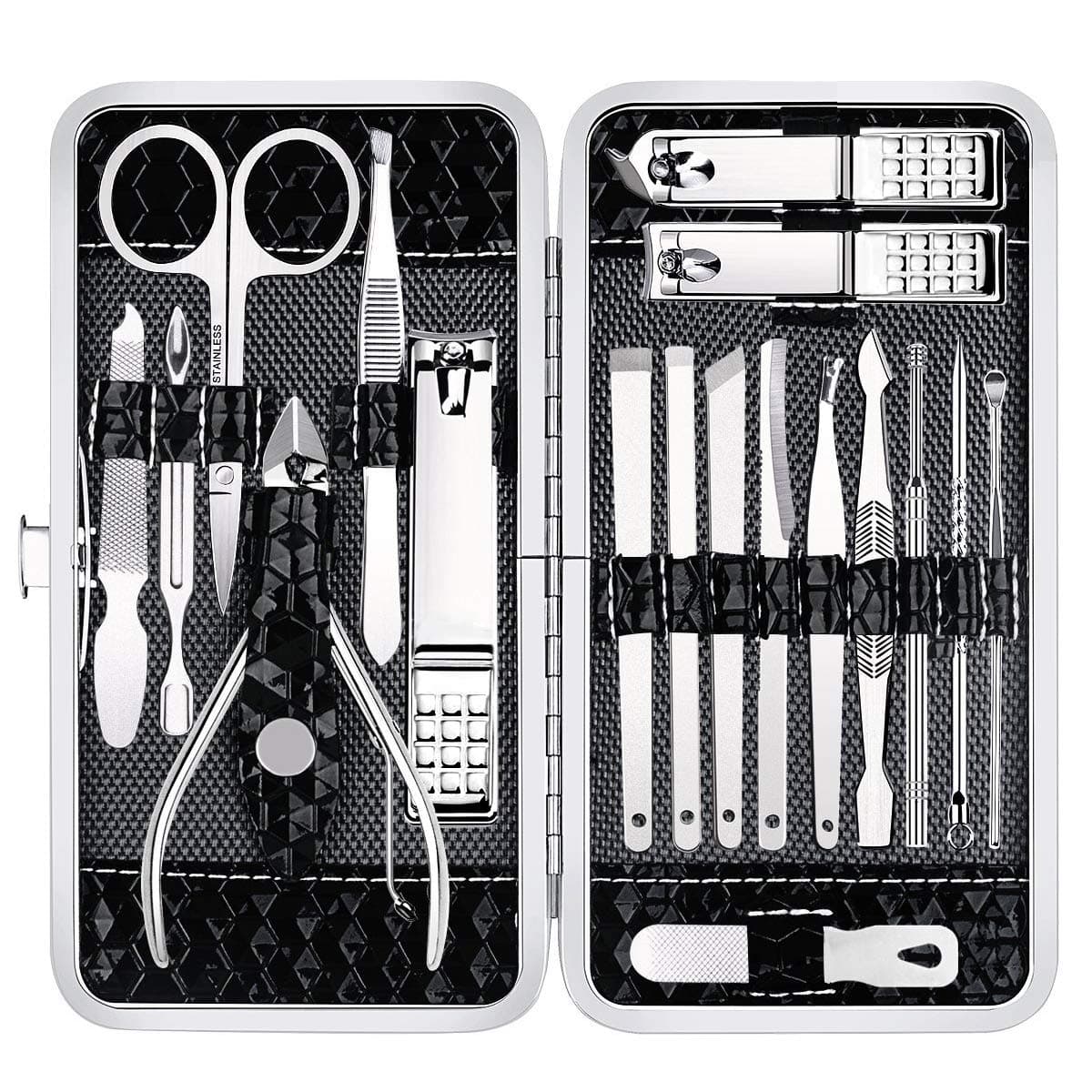 Manicure Set Nail Clippers Pedicure Kit - 18 Piece Stainless Steel Manicure Kit, Professional Grooming Kit, Nail Care Tools with Luxurious Travel Case