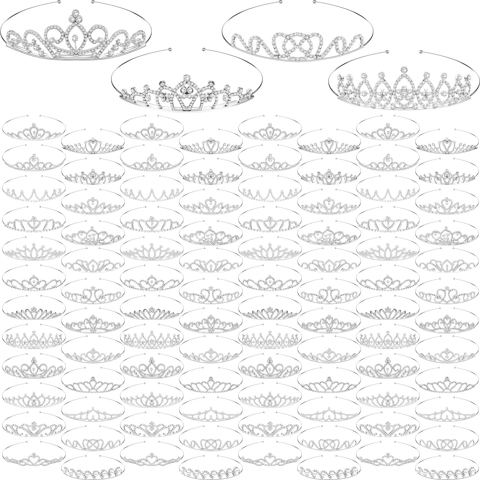 Jexine96 PCS Tiara Bulk for Girl Princess Tiaras Crowns Rhinestone Crown Party Accessories Crystal Tiaras Headband for Girl